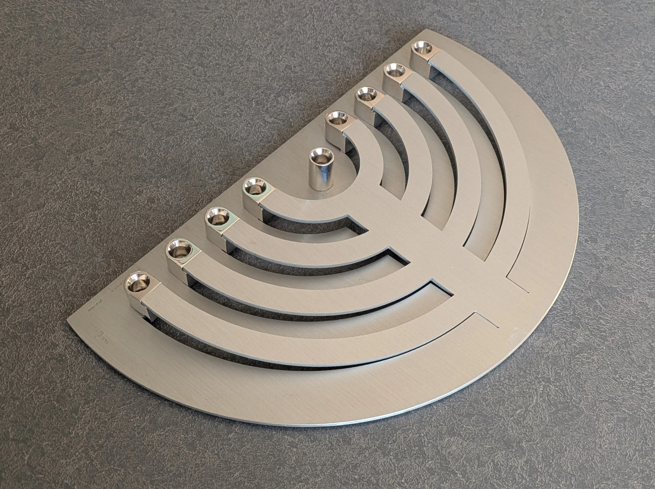 Contemporary design for aluminum and sterling silver Menorahni