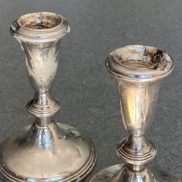 sterling silver candlestick damaged candle cup