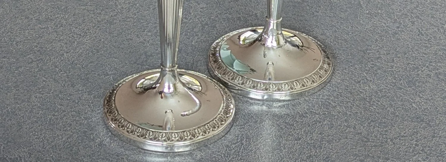 close up view of the candlestick bases.