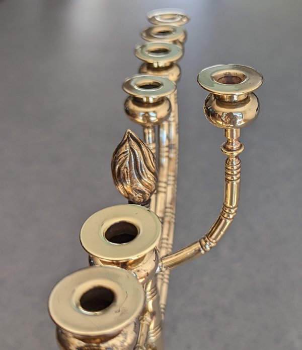 Hanukkah Candle Cups, Brass with a taller shamash