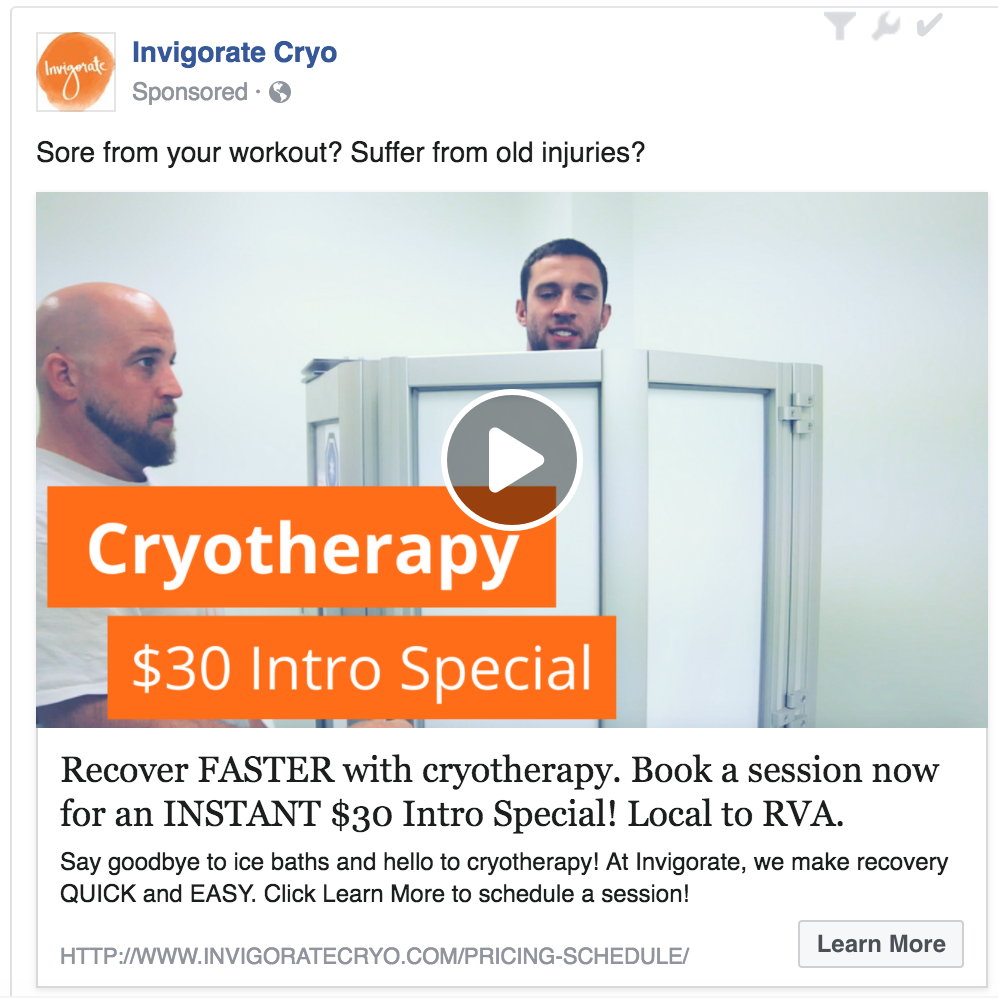 Screenshot from the Facebook Ad.