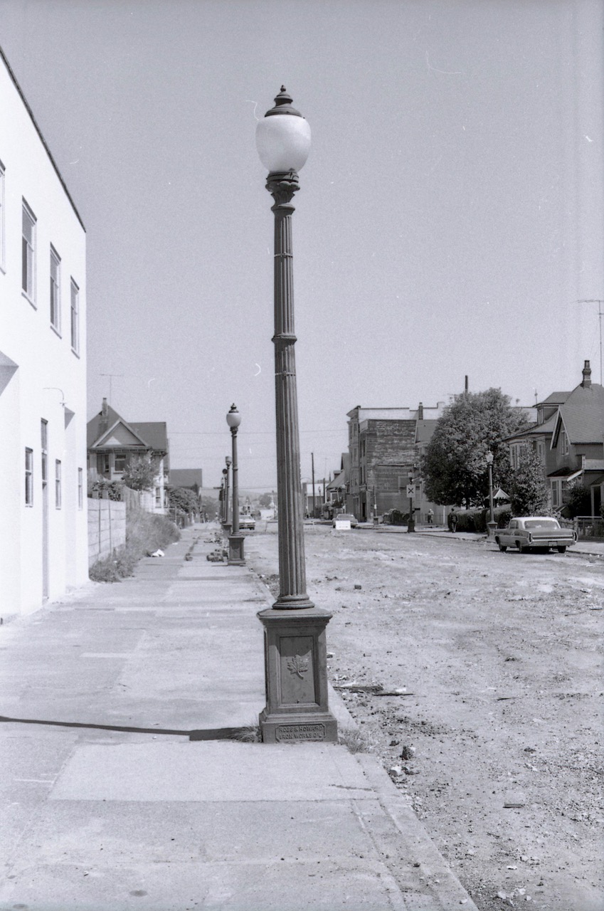 Looking east on Georgia. (With regular painting, these cast iron bases could still be in use today.)