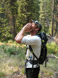 Patrick Graham, a field technician, tries out his howl.