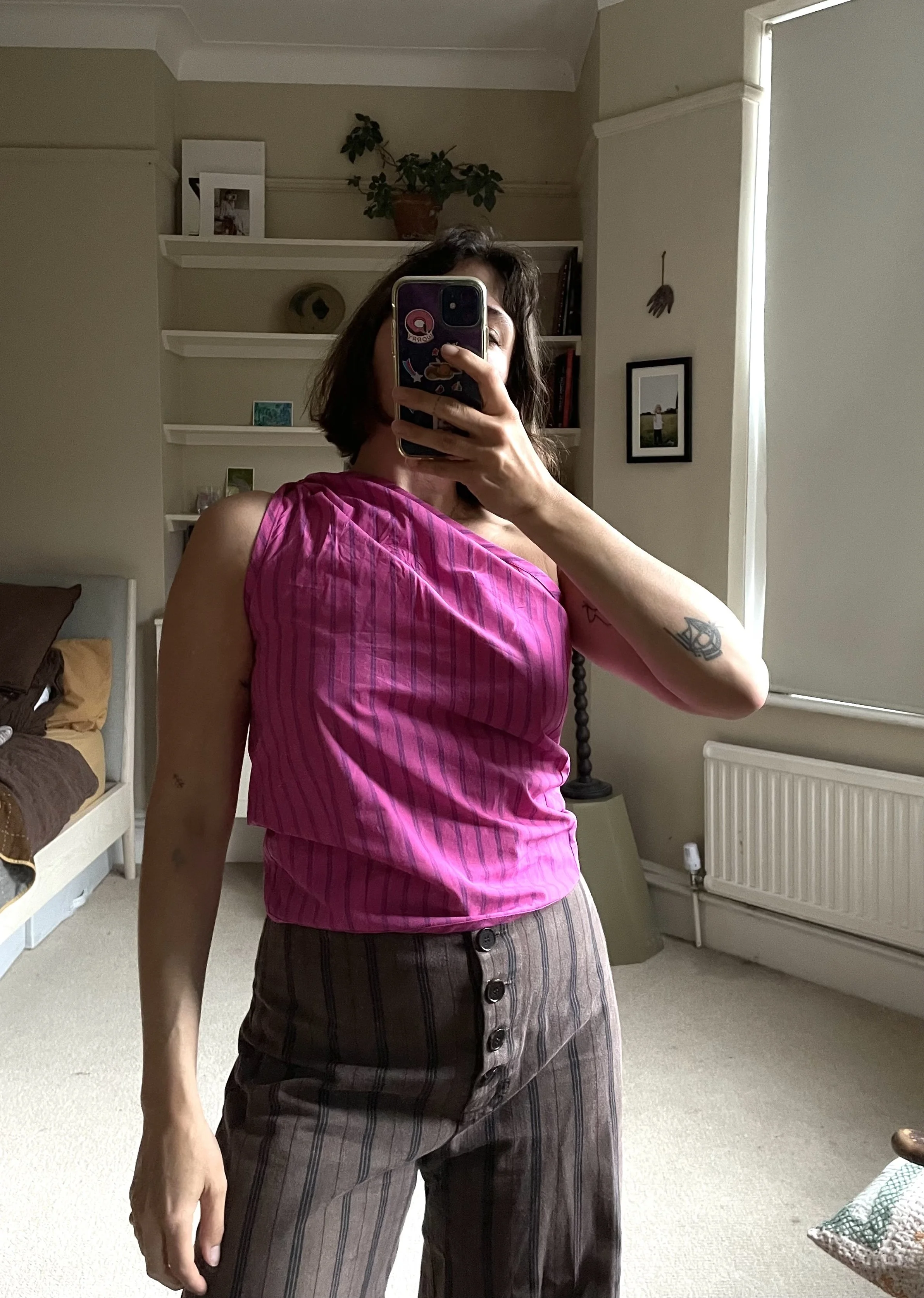 Made to order - Delly top - Pink stripe cotton