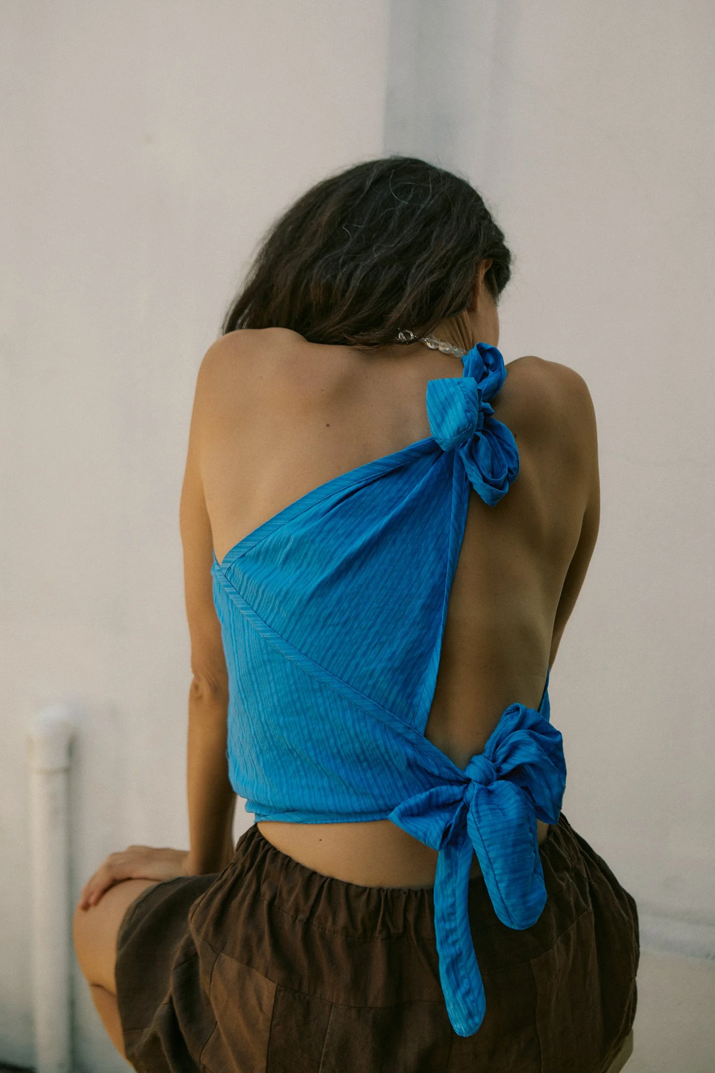 Made to order - Delly Top - Cobalt blue shirting