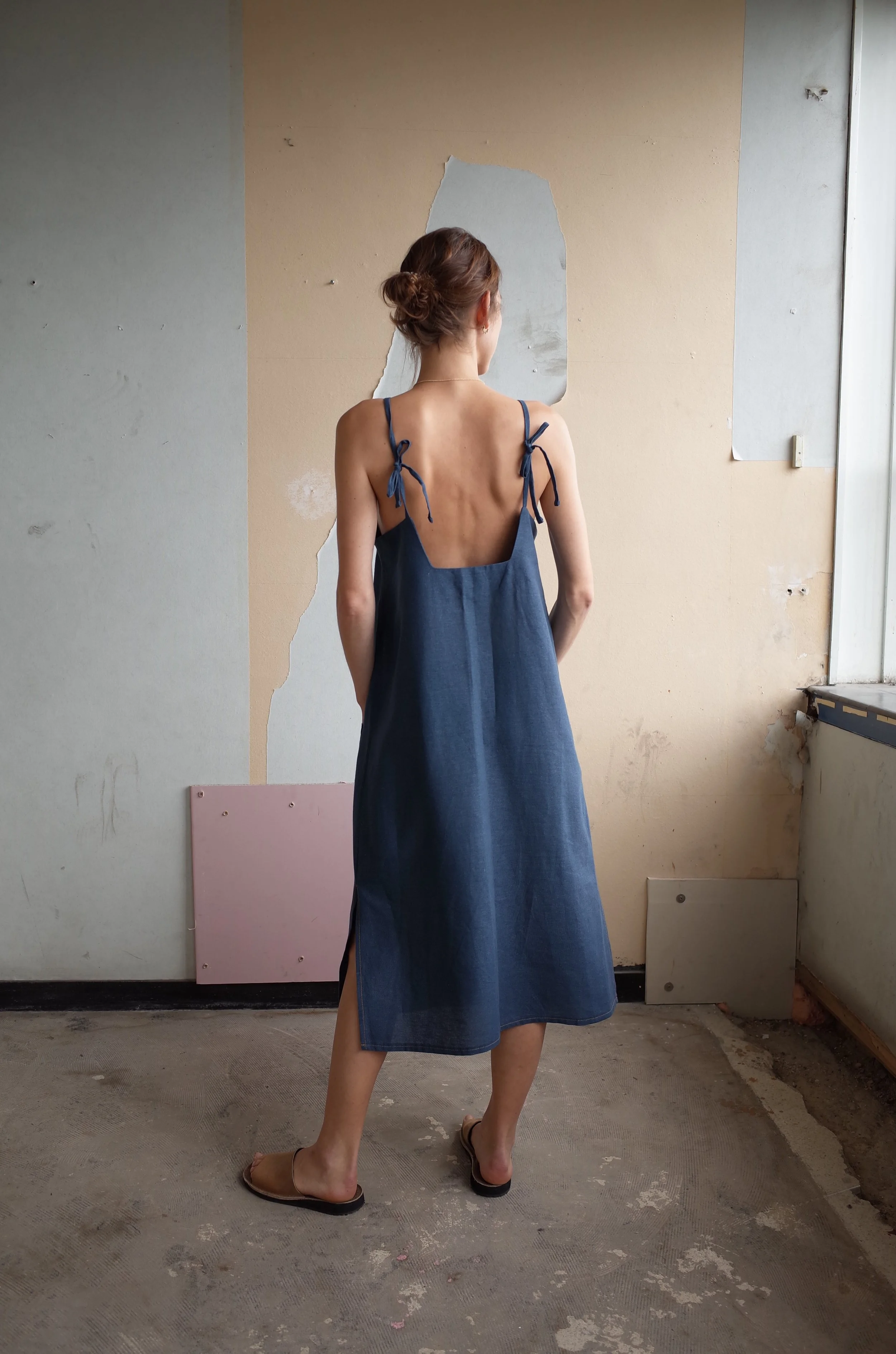 LAST STOCK - Lincoln dress - Petrol blue Linen