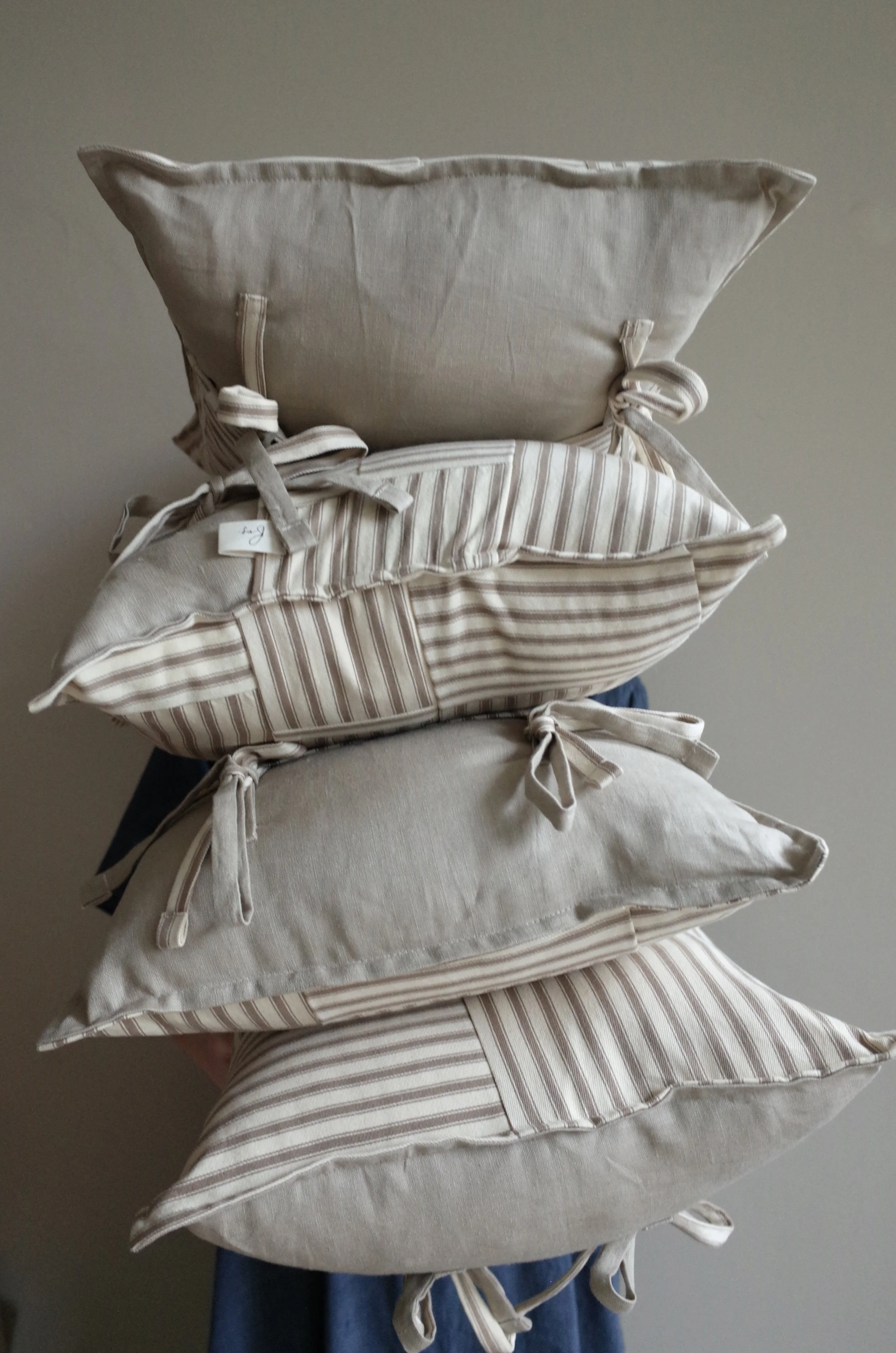 Patchwork Cushion - Taupe stripe