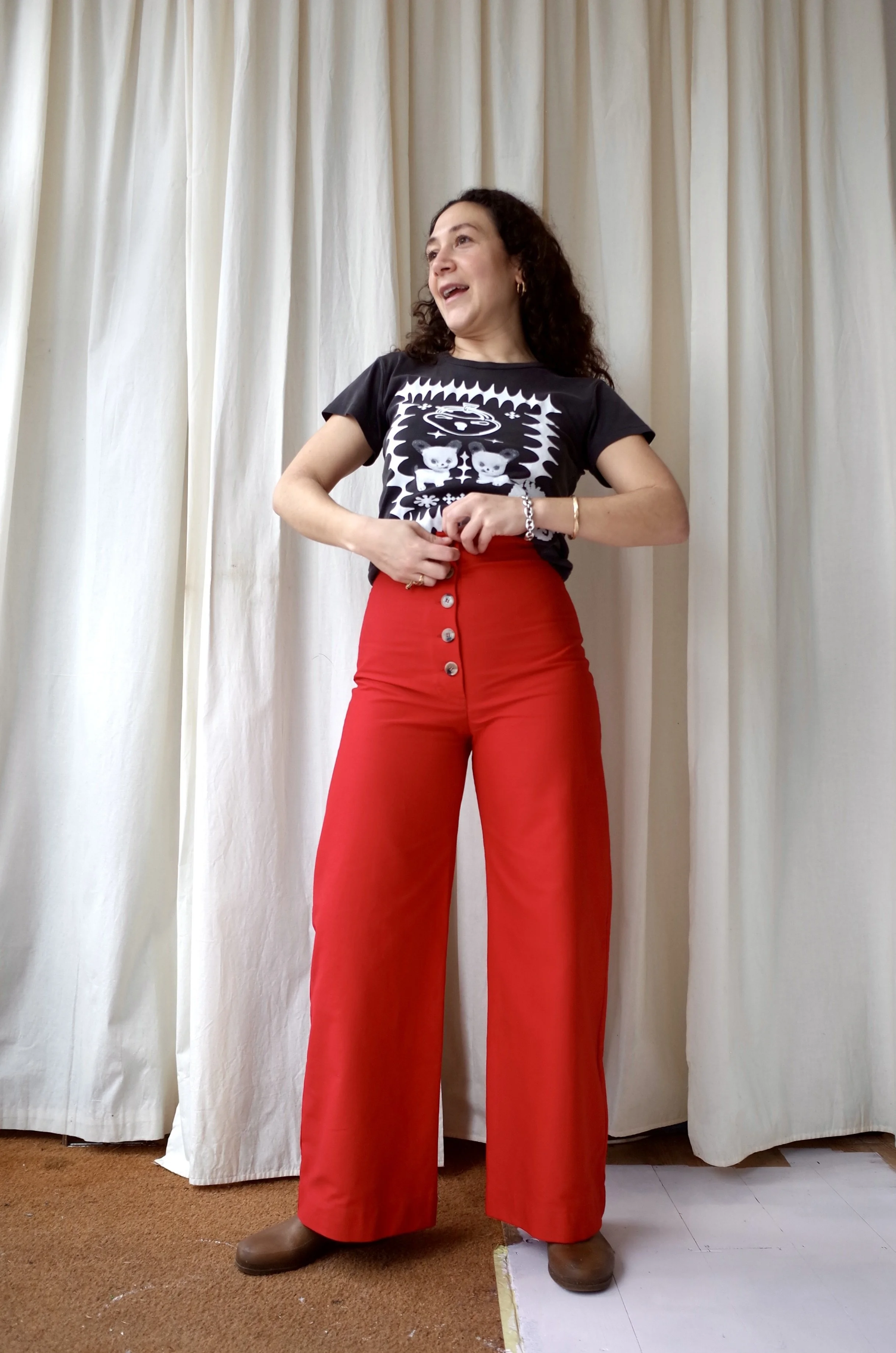 Magda Pants - Red cotton