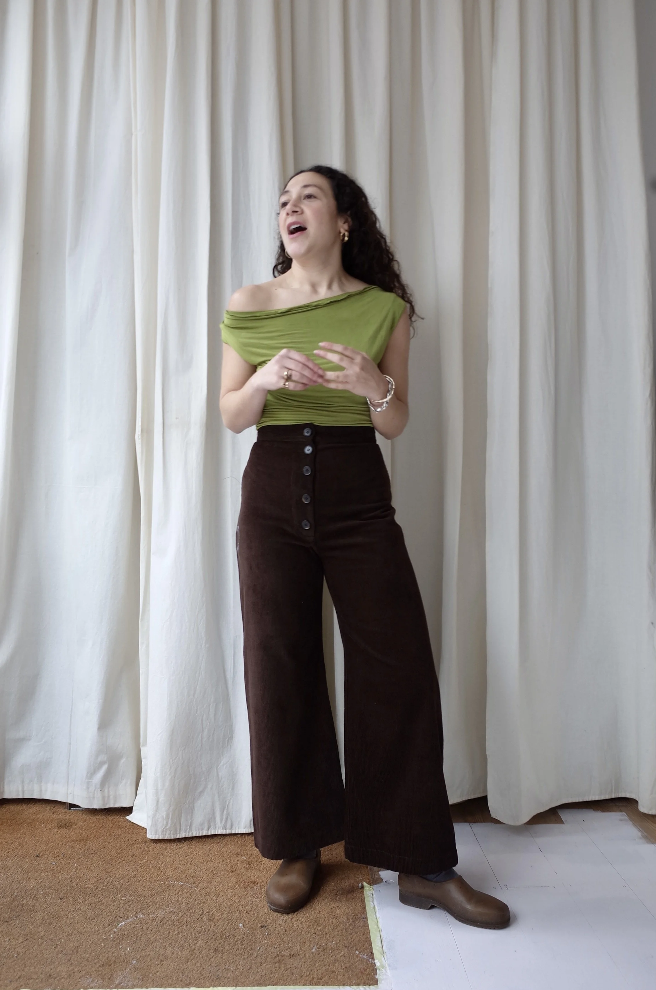 Magda Pants - Brown cotton corduroy