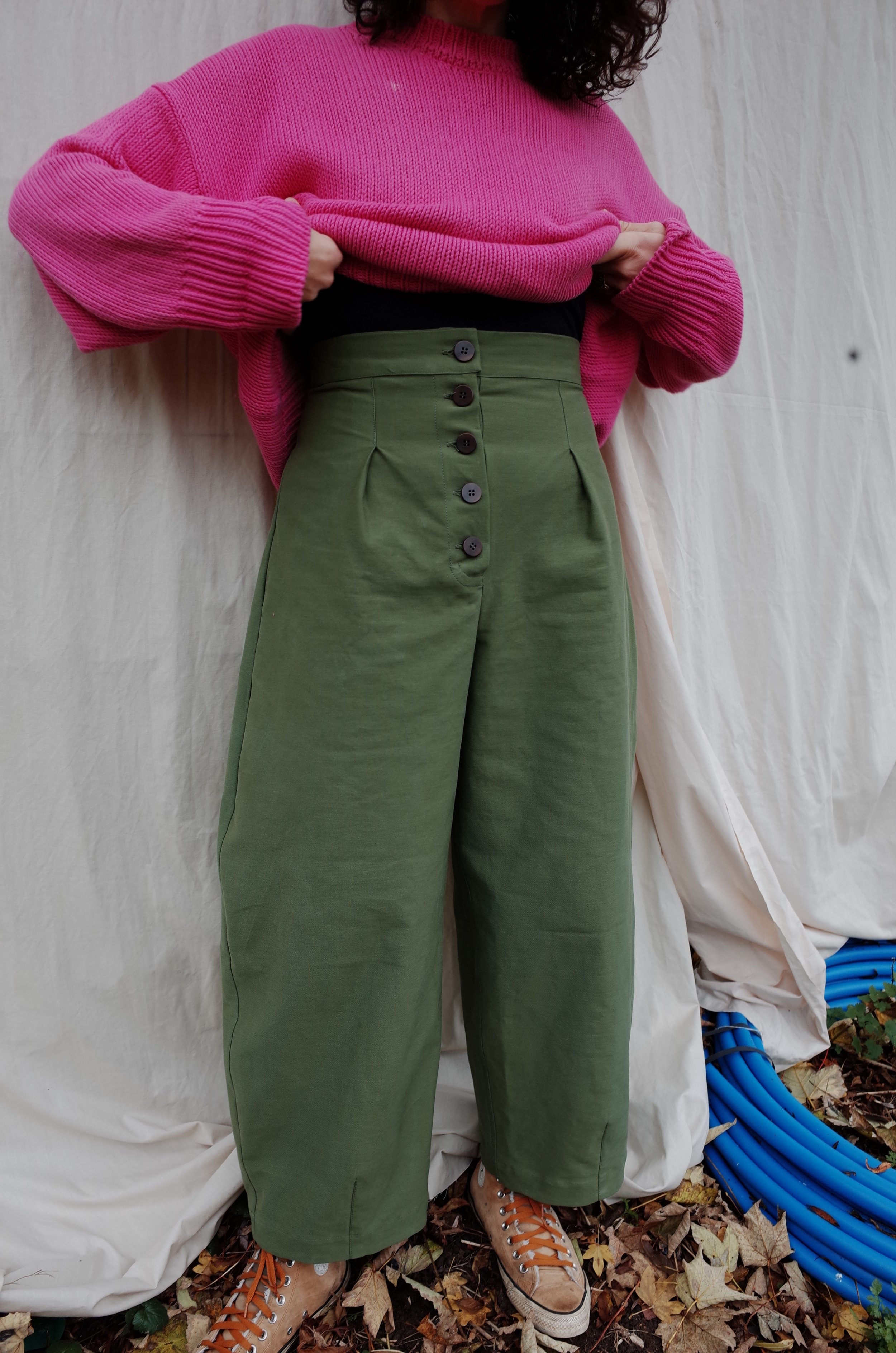 Sian trousers - Ivy green cotton