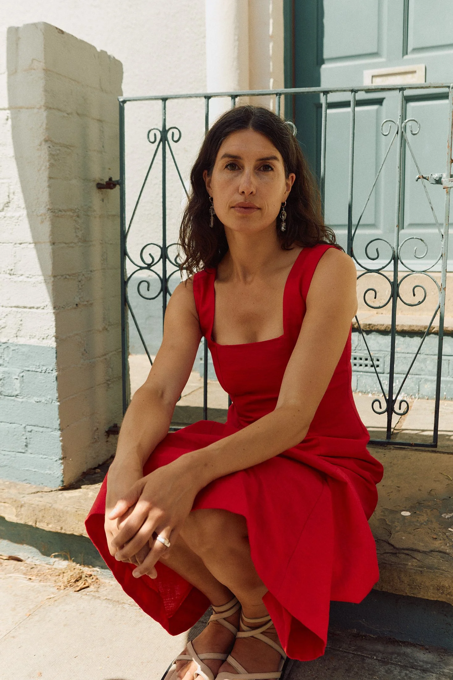 Clara dress - Red linen