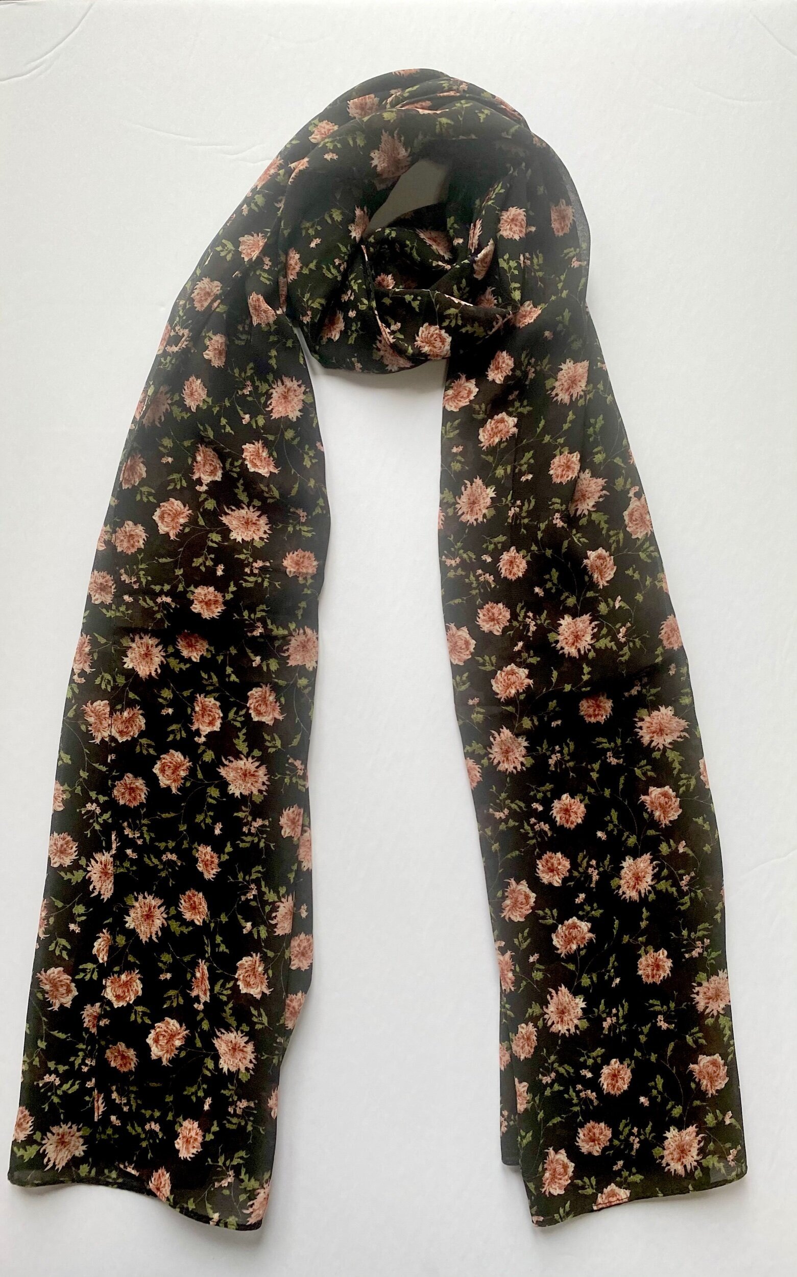 Pink Floral Chiffon Hijab 