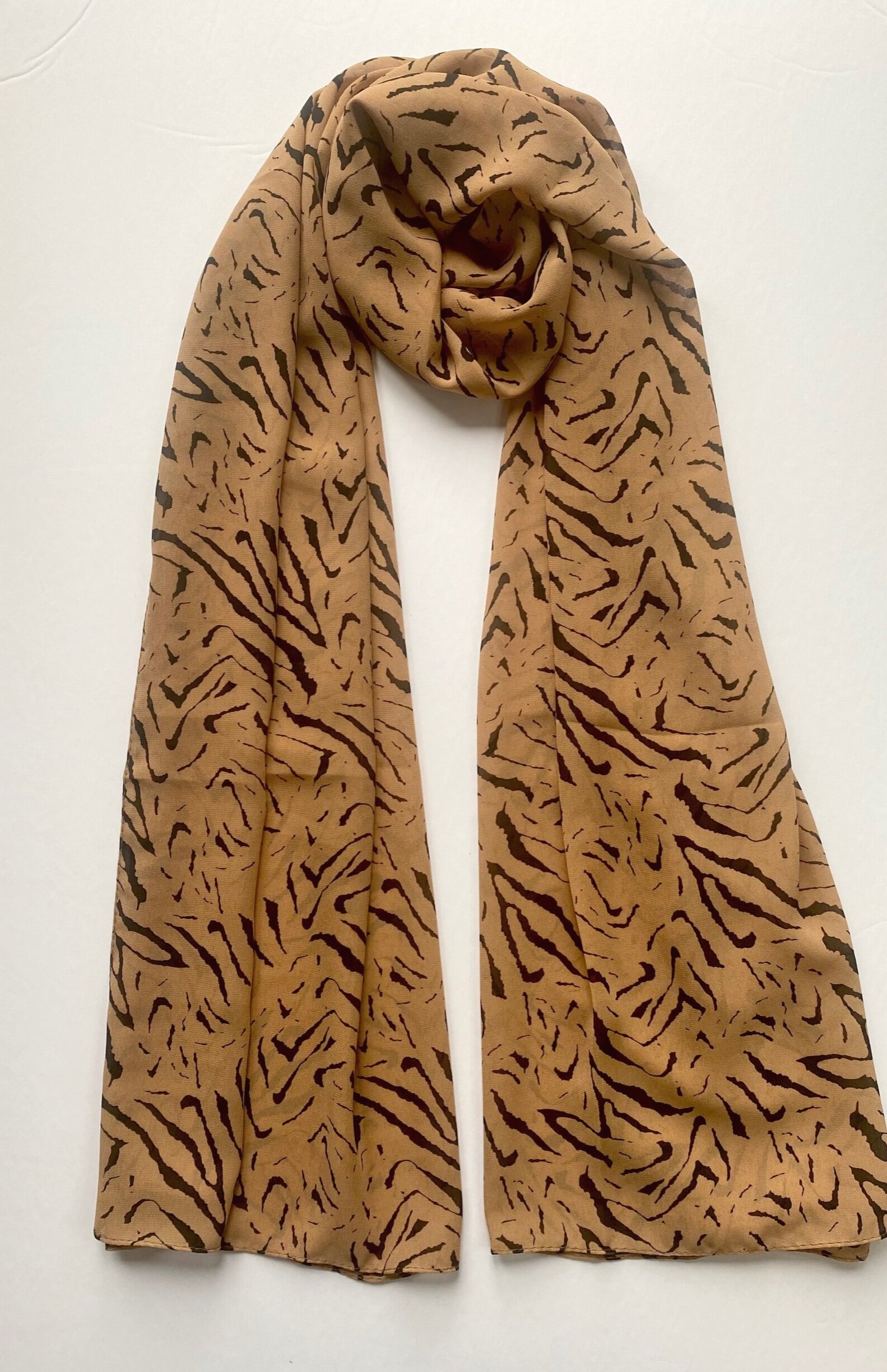 Camel Tiger Print Chiffon Hijab 