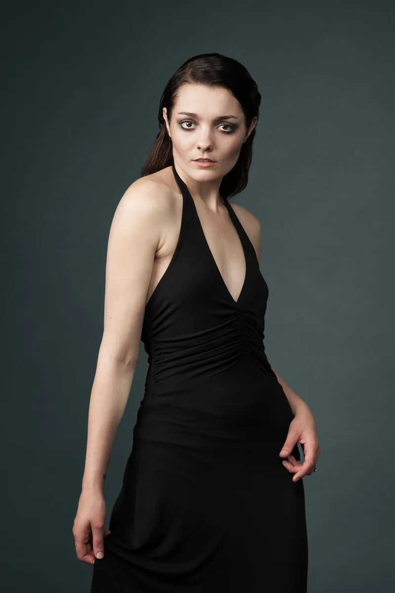 Female model in a black dress. Model test shoot by commercial and editorial photographer in Seattle. Olli Tumelius 2016.