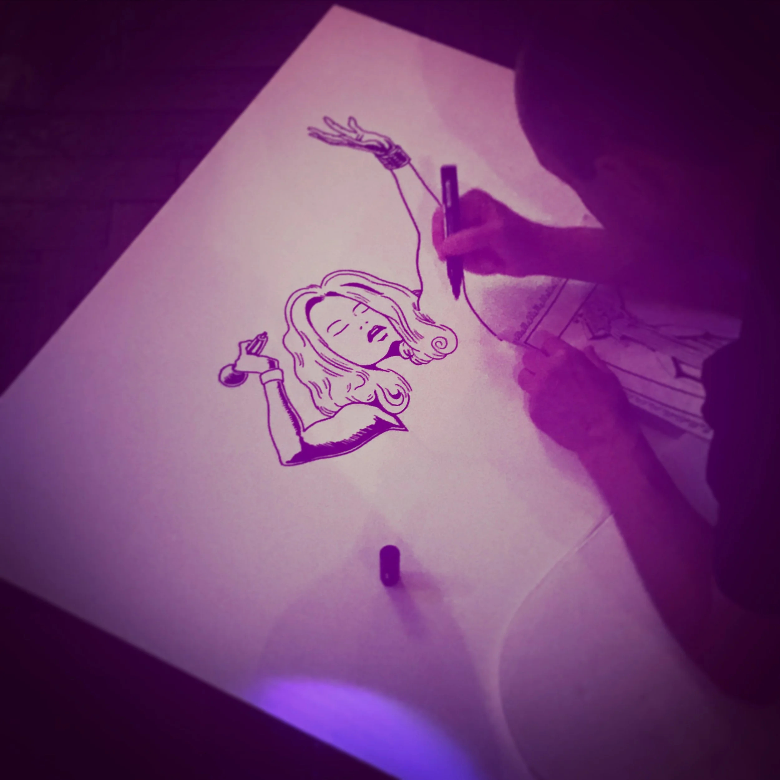 Richard Johnson drawing Elle Exxe