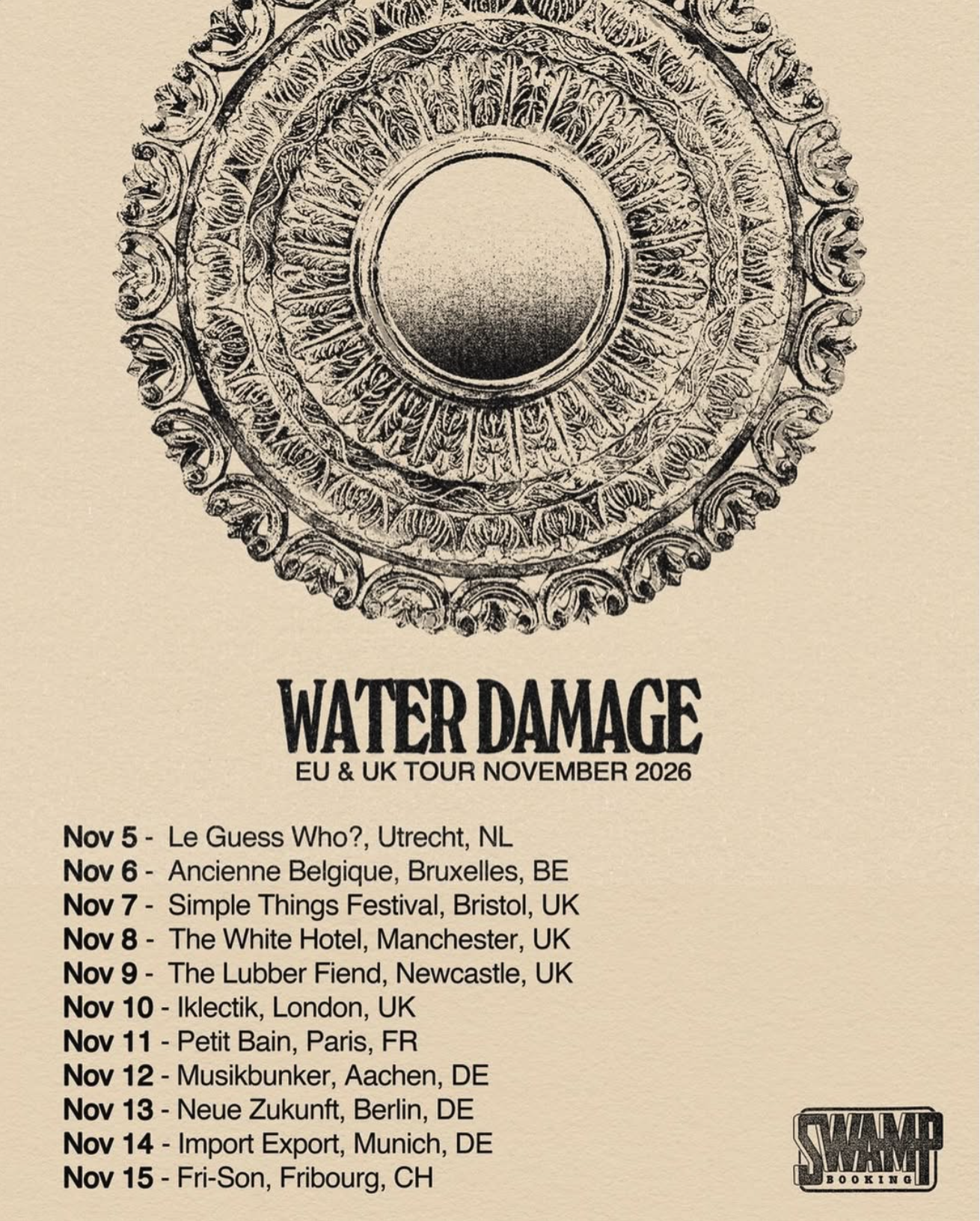 Water Damage UK &amp; EU Fall Tour 2026
