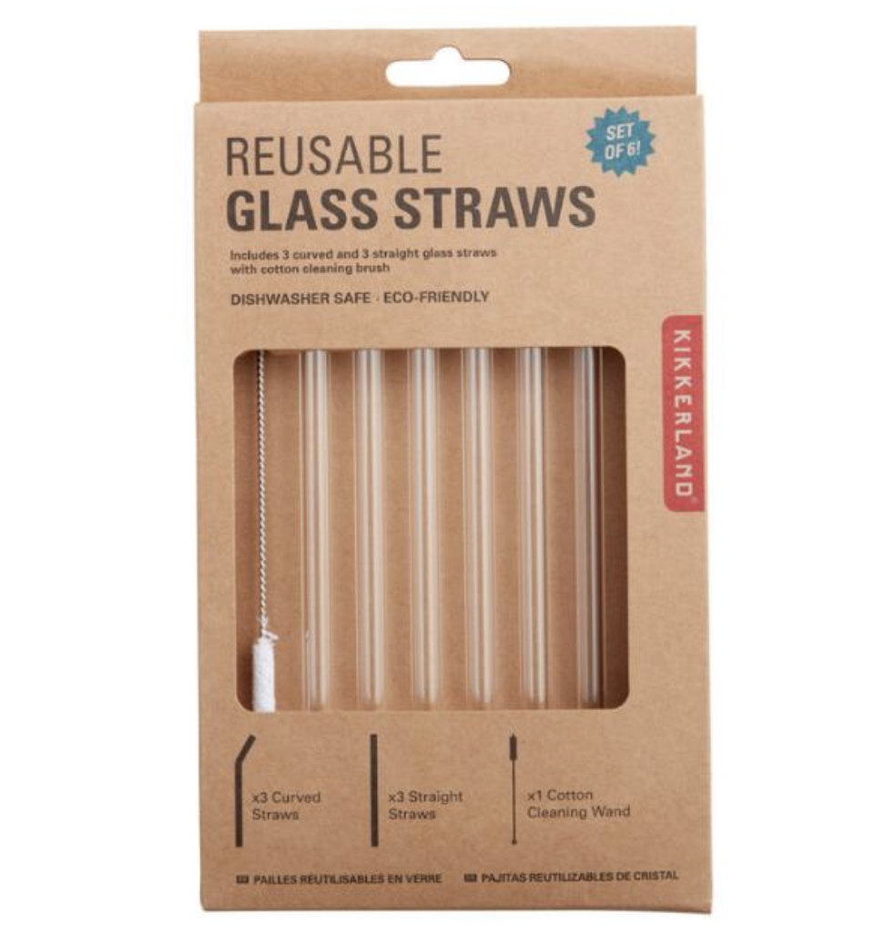 Kikkerland Clear Reusable Glass Straws