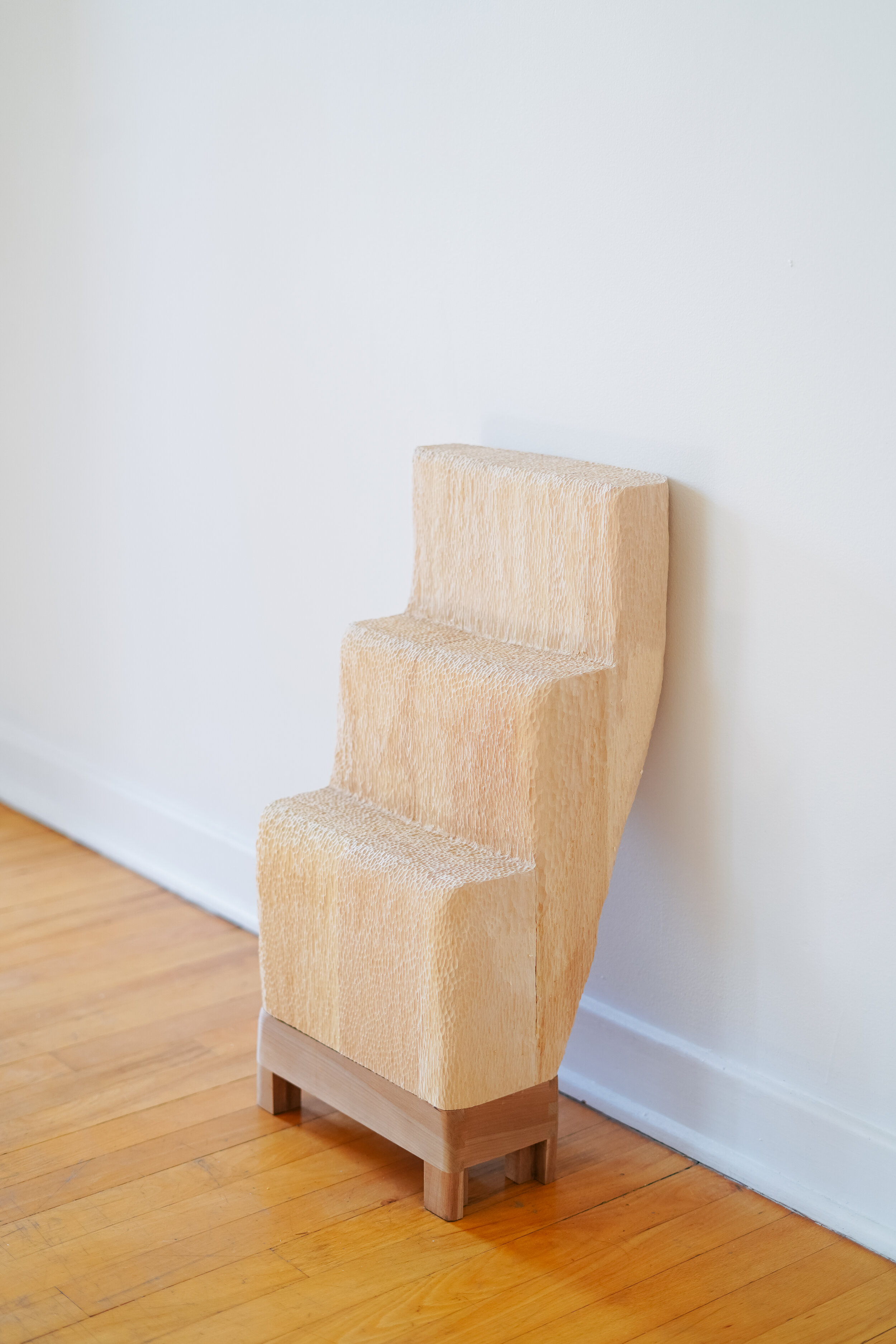   Stylite  10” x 12” x 24” lime wood, cherry 2020.  (photo April Wilcocks) 