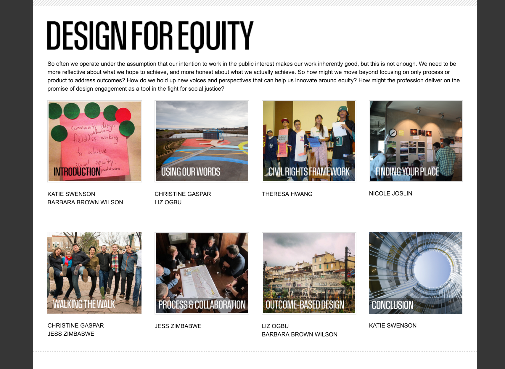 Design for Equity article series