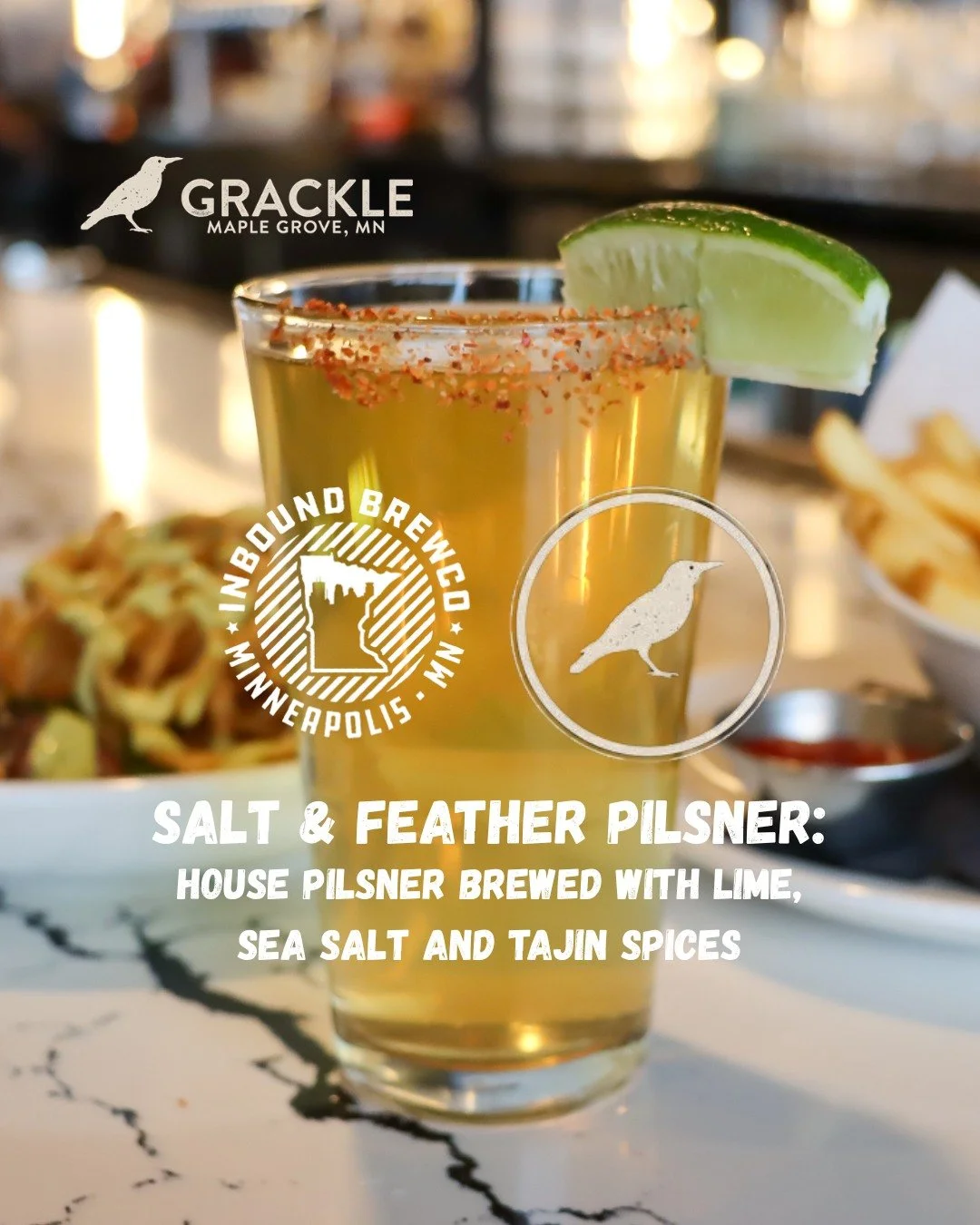 We found a pretty great reason to fly on over to Maple Grove and visit our friends at @grackle.grove, they've got this fantastic new house pilsner that you NEED to try! 

🍋&zwj;🟩🌶️🧂Brewed with lime, sea salt and Tajin spices this crispy refreshin