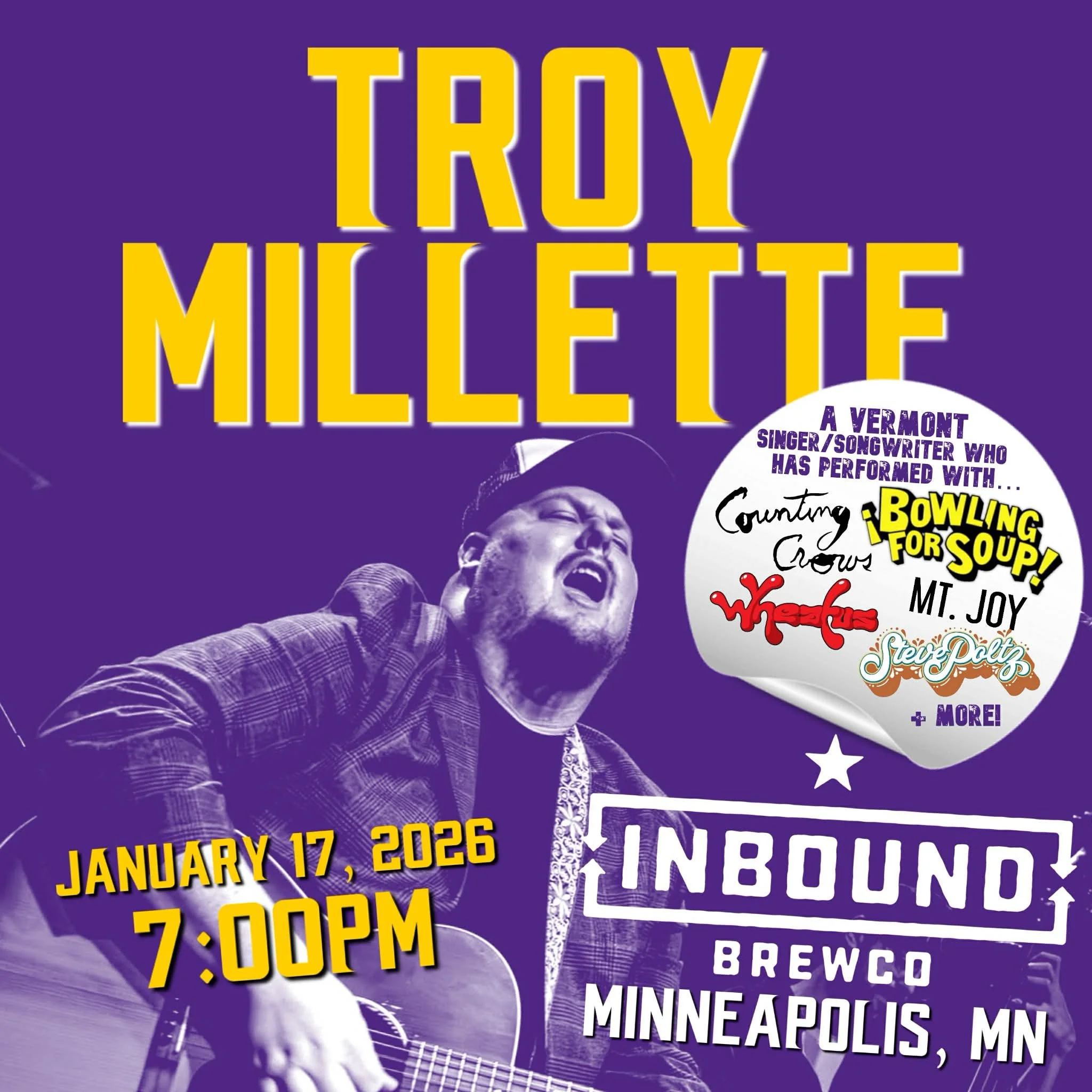 🎸 Live music this Saturday 7-10PM from Vermont superstar Troy Millette

🍺  Kick back and brush off the work week stress with some good jams and cold beers!