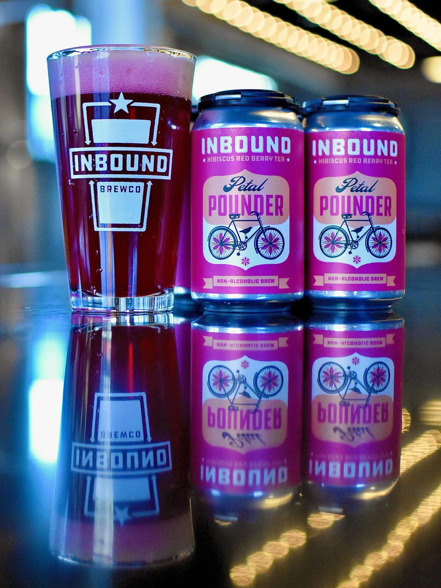 Made in house with a blend of rooibos tea, hibiscus, whole dried berries, and monk fruit Petal Pounder Hibiscus Refresher is totally 0% ABV and low calorie. Now available in 12oz 6 packs and on draft.