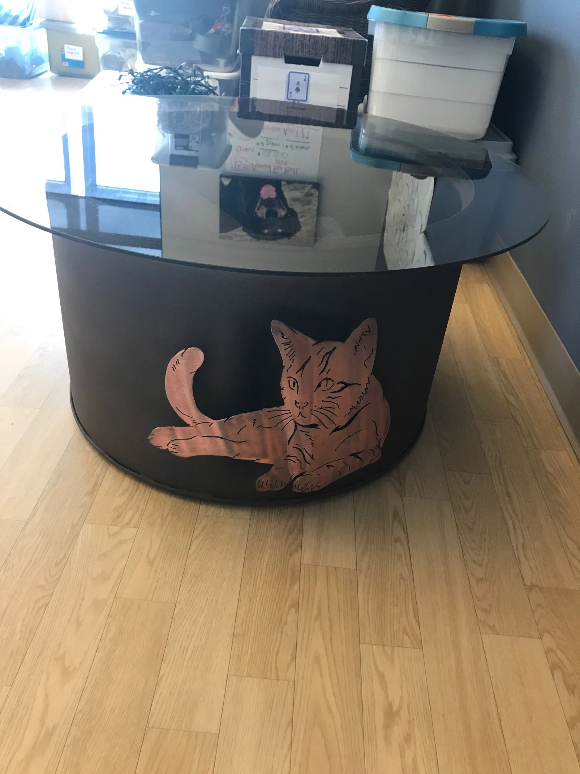  36” round table made from a dryer drum&nbsp; 