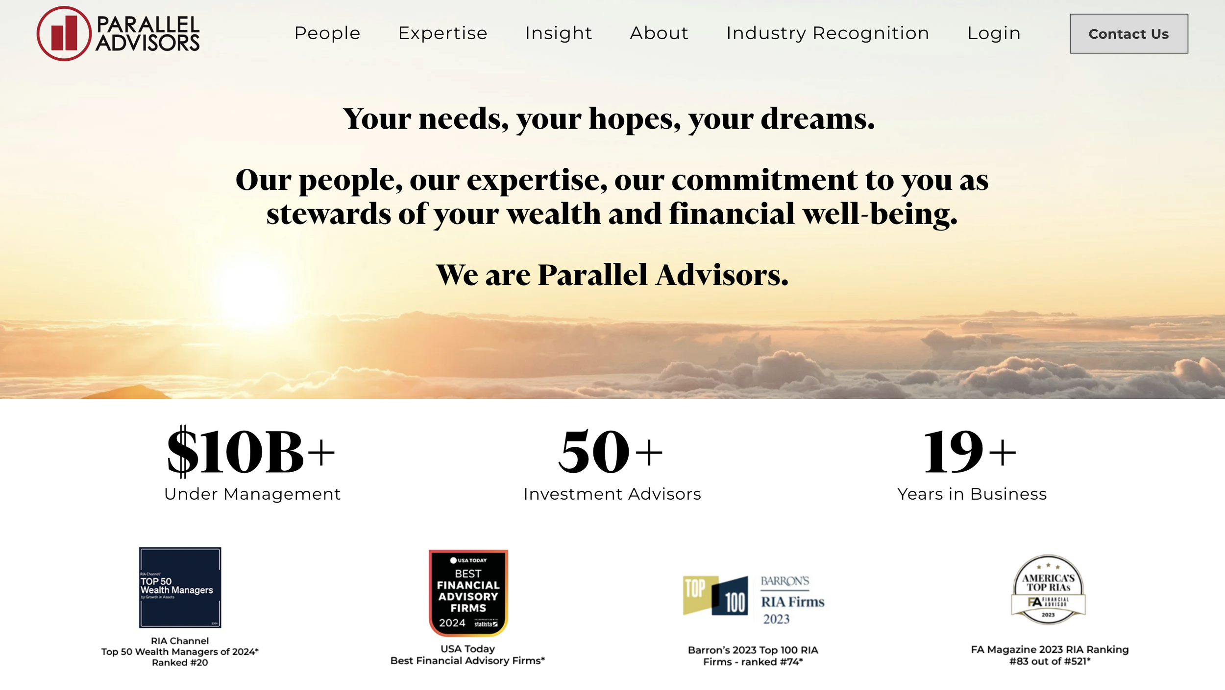 Parallel Advisors Financial Services Website