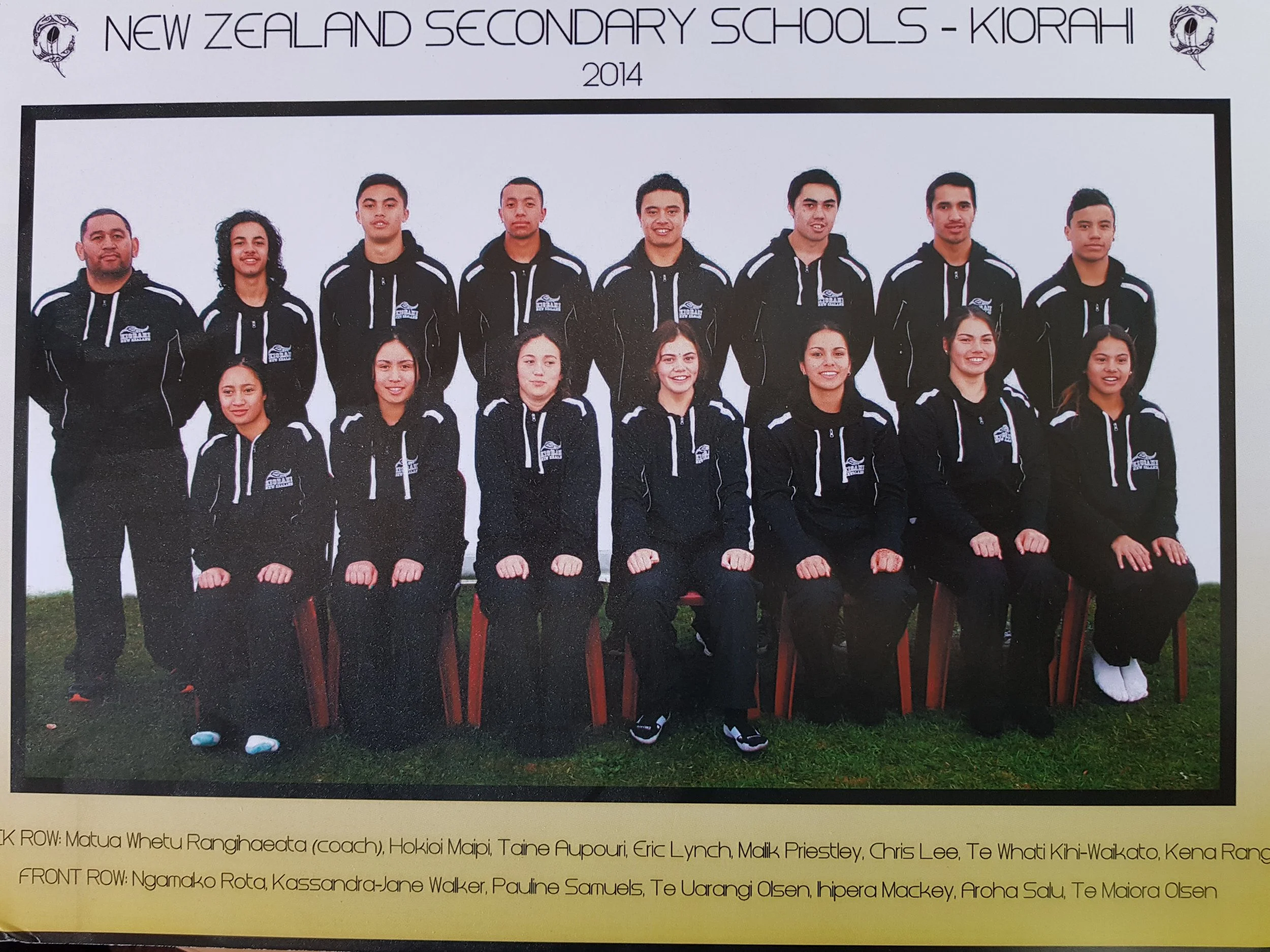 Whetu with his 2014 NZ Secondary Schools team