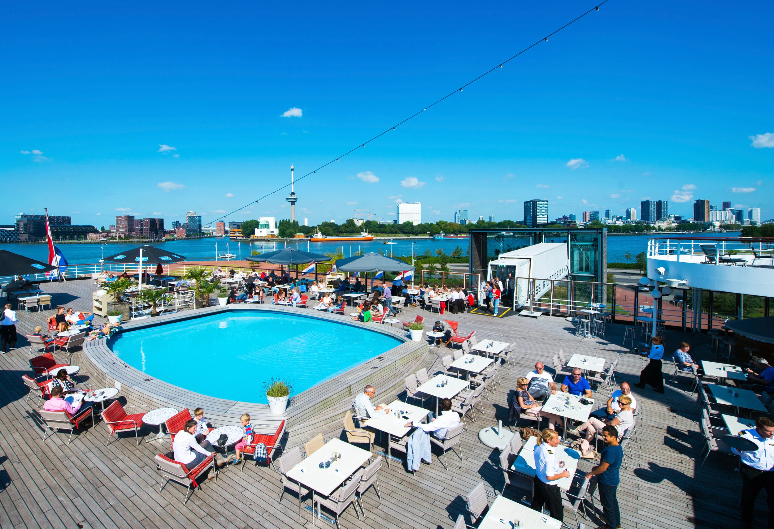 View at the pool open in summer, Lido Terrace