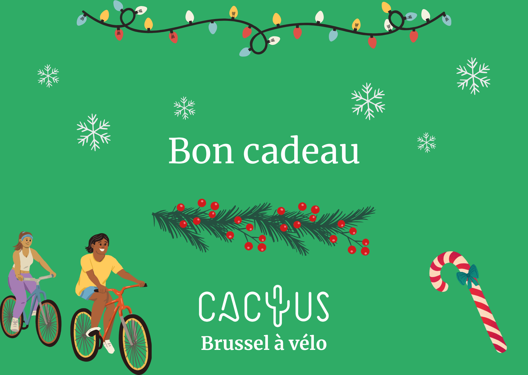 Carte avec un chèque cadeau pour les fêtes.