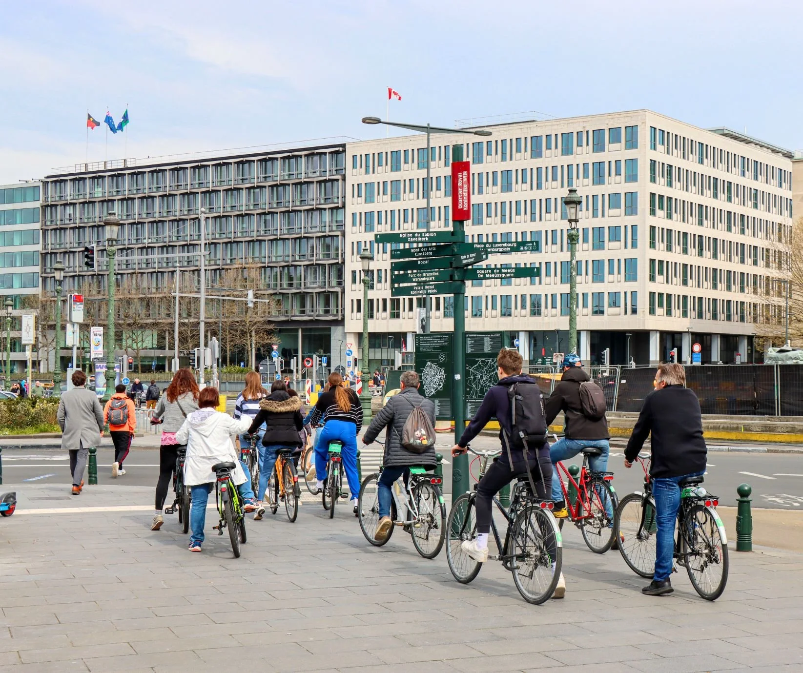 group of people on a bike in Brussels on a team building activity.