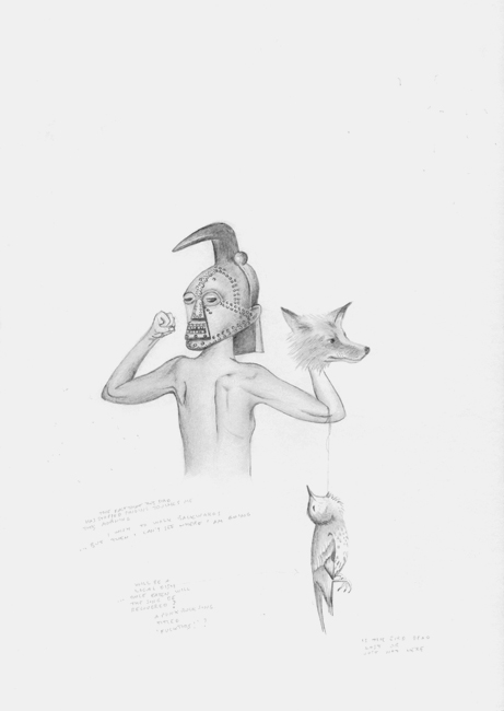Mask and Bird / imaginature, pencil on paper 2012