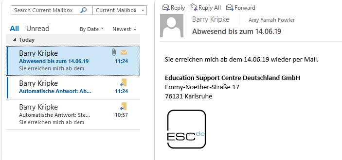 Outlook: Einfügen von Signaturen in Automatische Antworten — ESCde GmbH