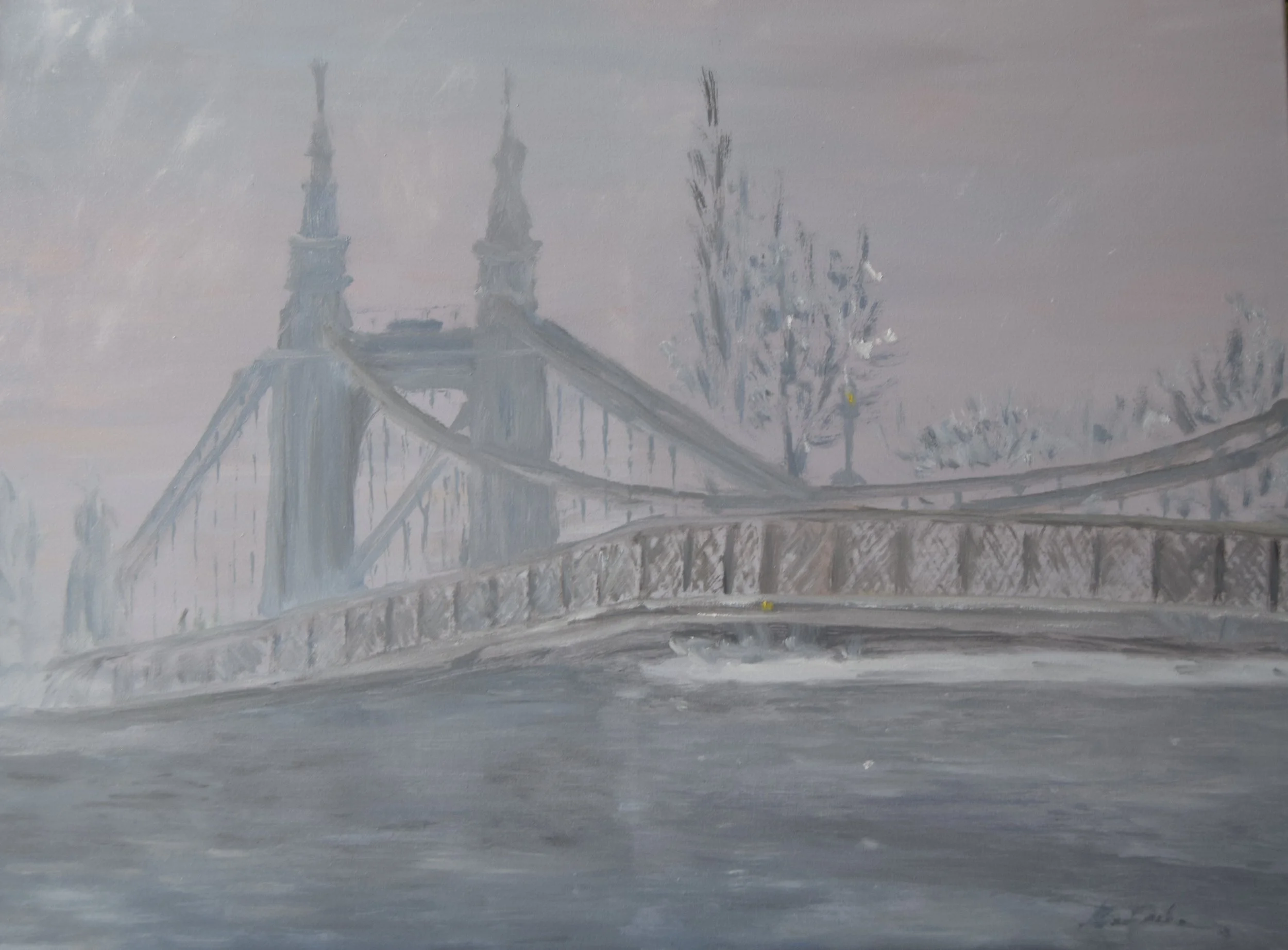 Hammersmith Bridge in Snow.