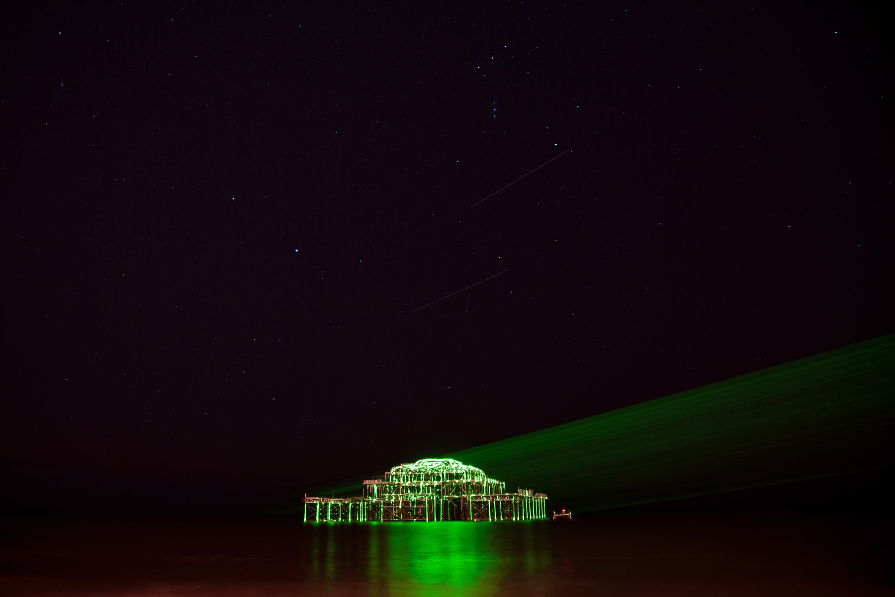 West Pier at Night, Brighton, East Sussex, England