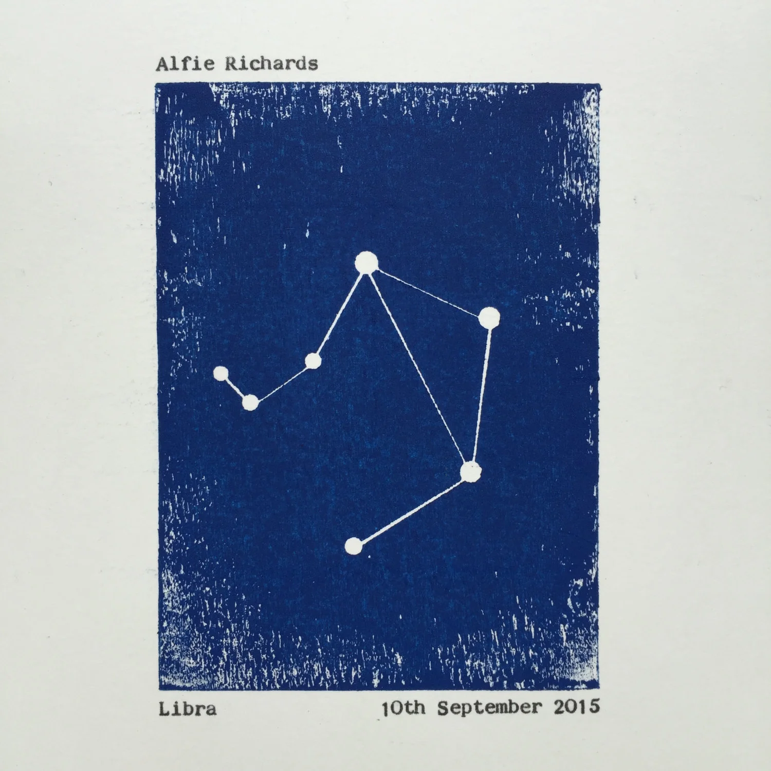 Libra constellation personalised print black framed detail