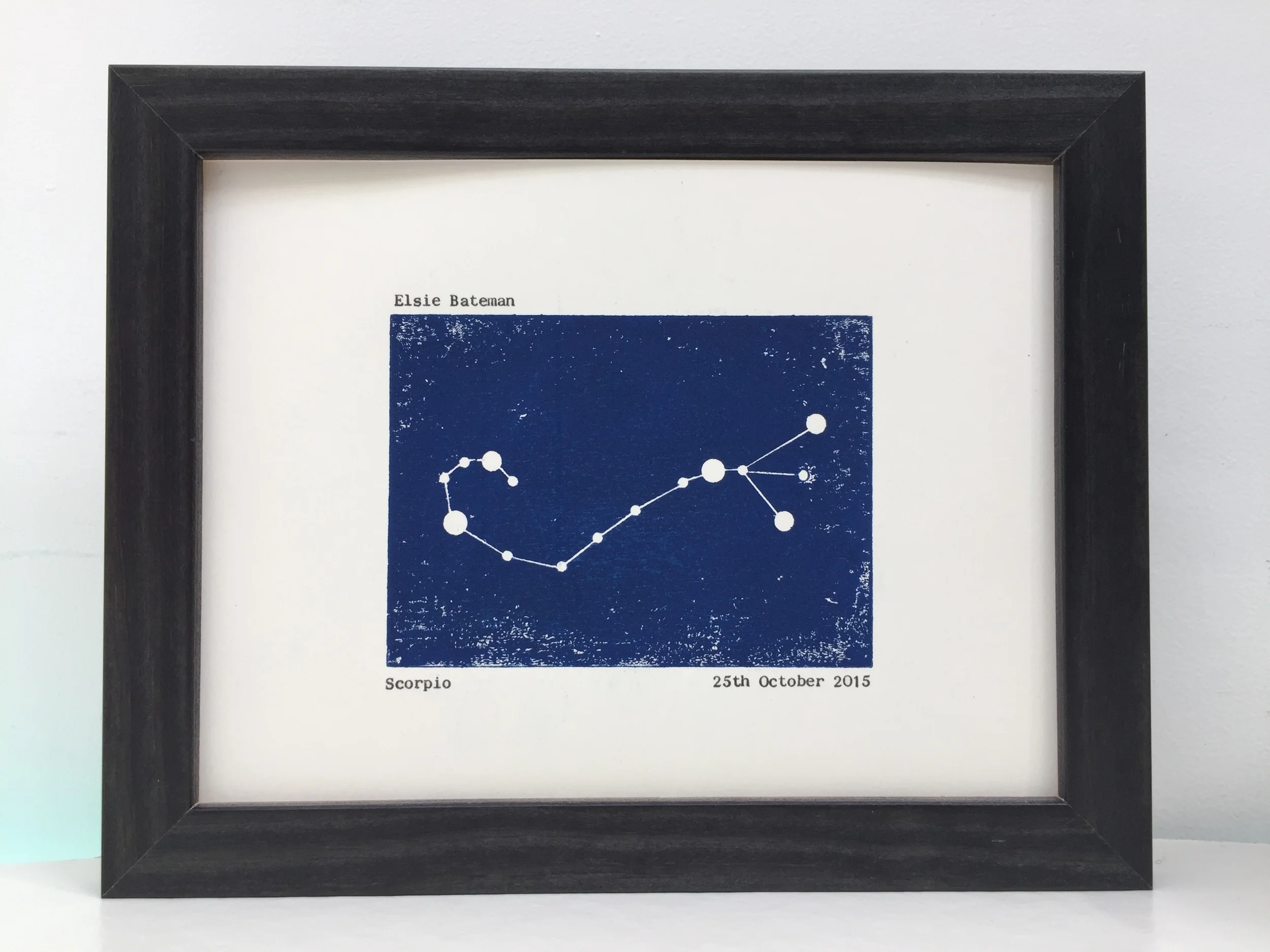 Scorpio constellation personalised prints black framed
