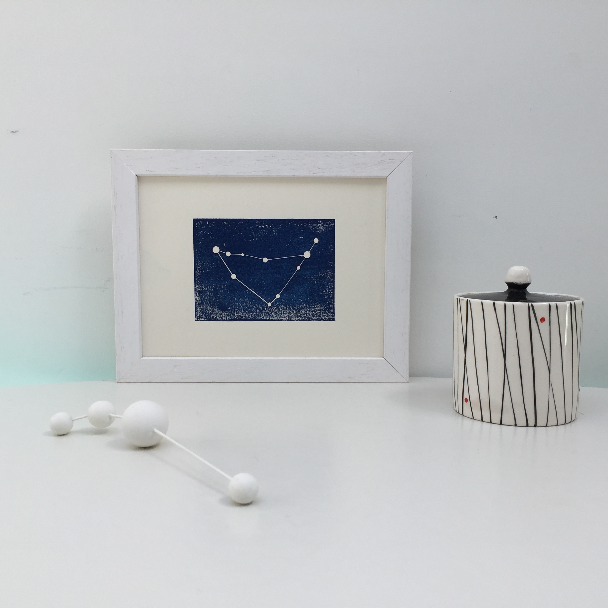 Capricorn constellation personalised print white framed