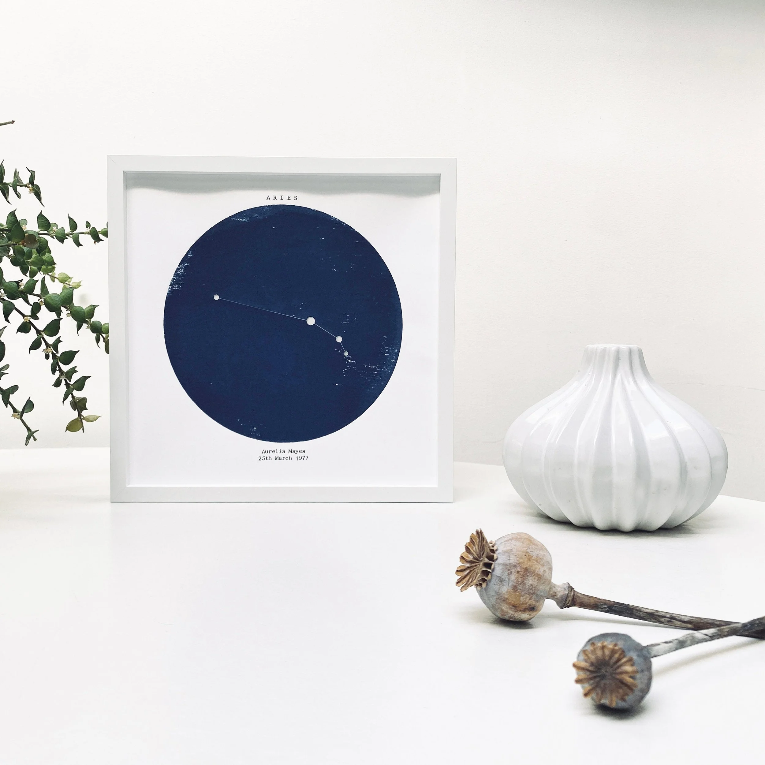Aries constellation light box white frame unlit