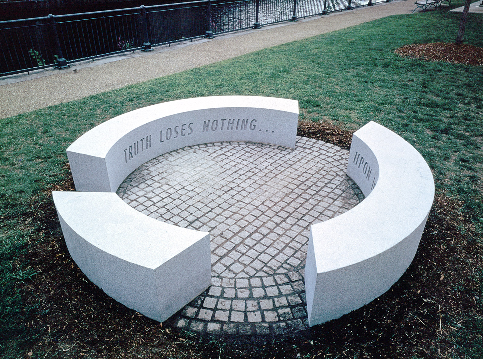   Seating Circle Truth Loses Nothing Upon Investigation , installation view, 1997. Photo: B.T. Martin 