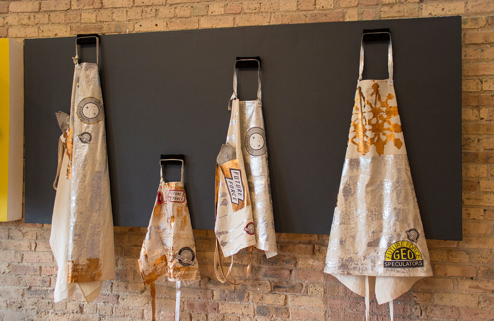  The Experimental Sound Studio, Chicago, 2014, Work Aprons: detail and installation view. Photo: Adam Liam Rose 