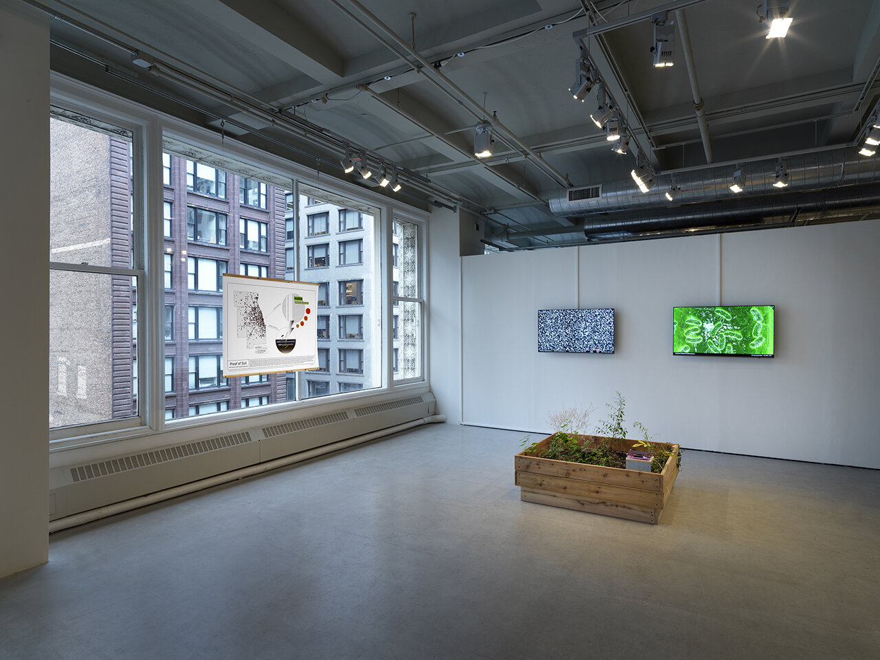  Stephanie Rothenberg,  Proof of Soil , , installation view, Re: Working Labor,   Sullivan Galleries, School of the Art Institute of Chicago, 2019 photos: Tom Van Eynde 