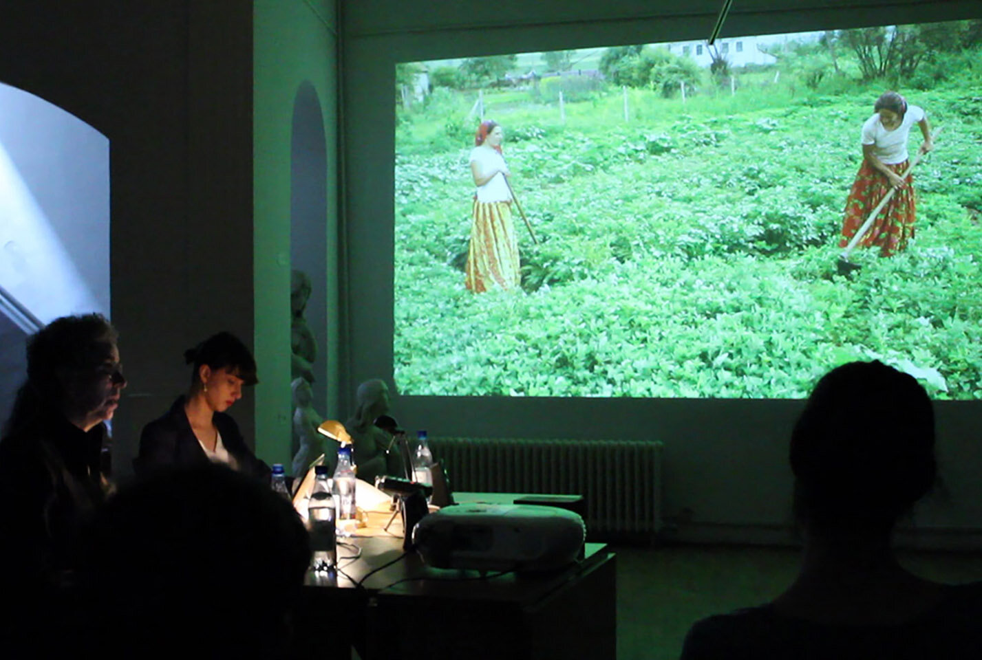   Distance and Proximities,  a performative lecture at UNA Galleria, Bucharest presented by The National University of the Arts and CEC Artslink with participation by Michaela Dragan and Delia Popa. 2014. 