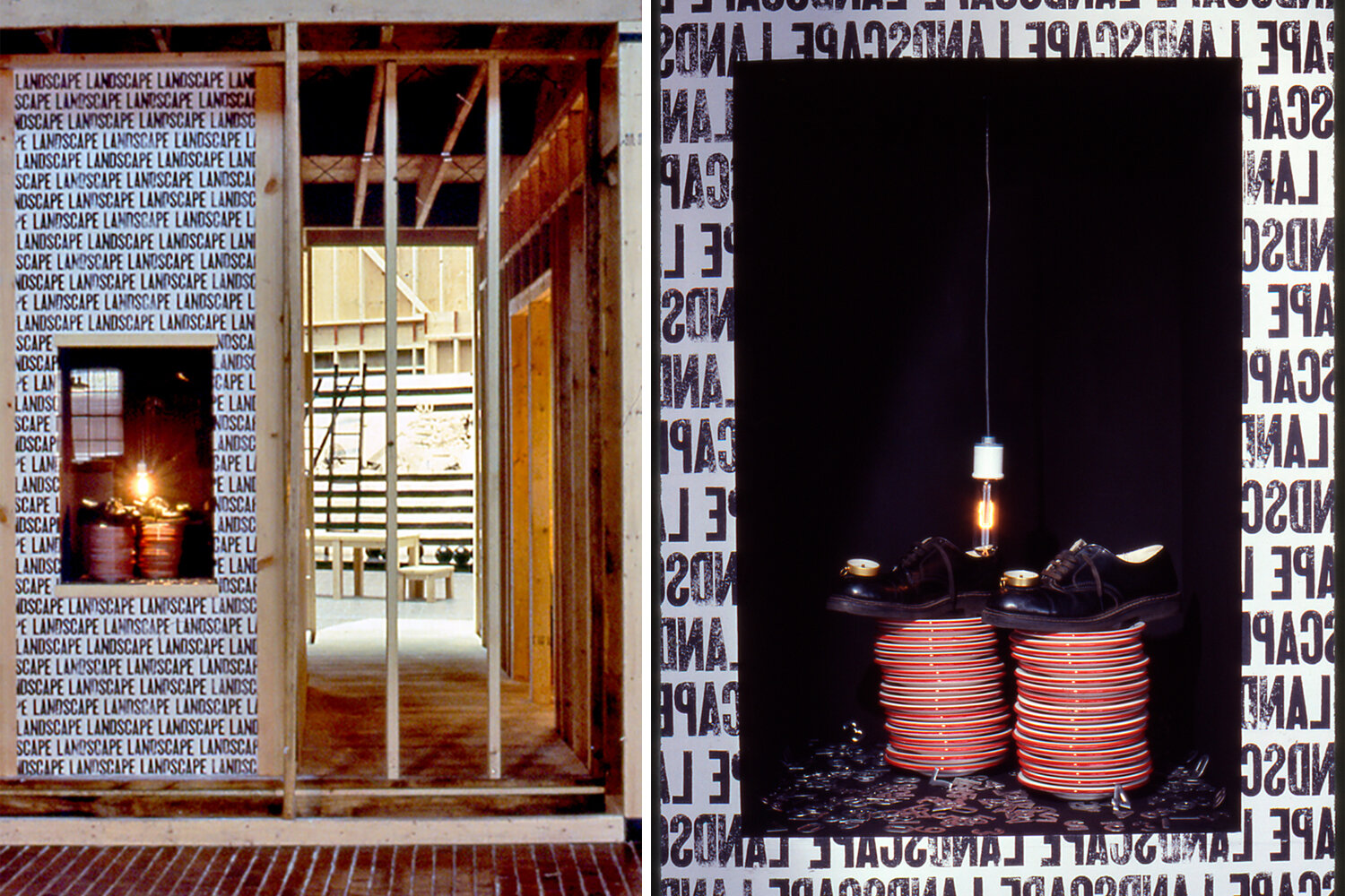   Marginal Way: Compass Shoe &nbsp;vitrine, installation view and detail 1991. Photo: B. T. Martin 