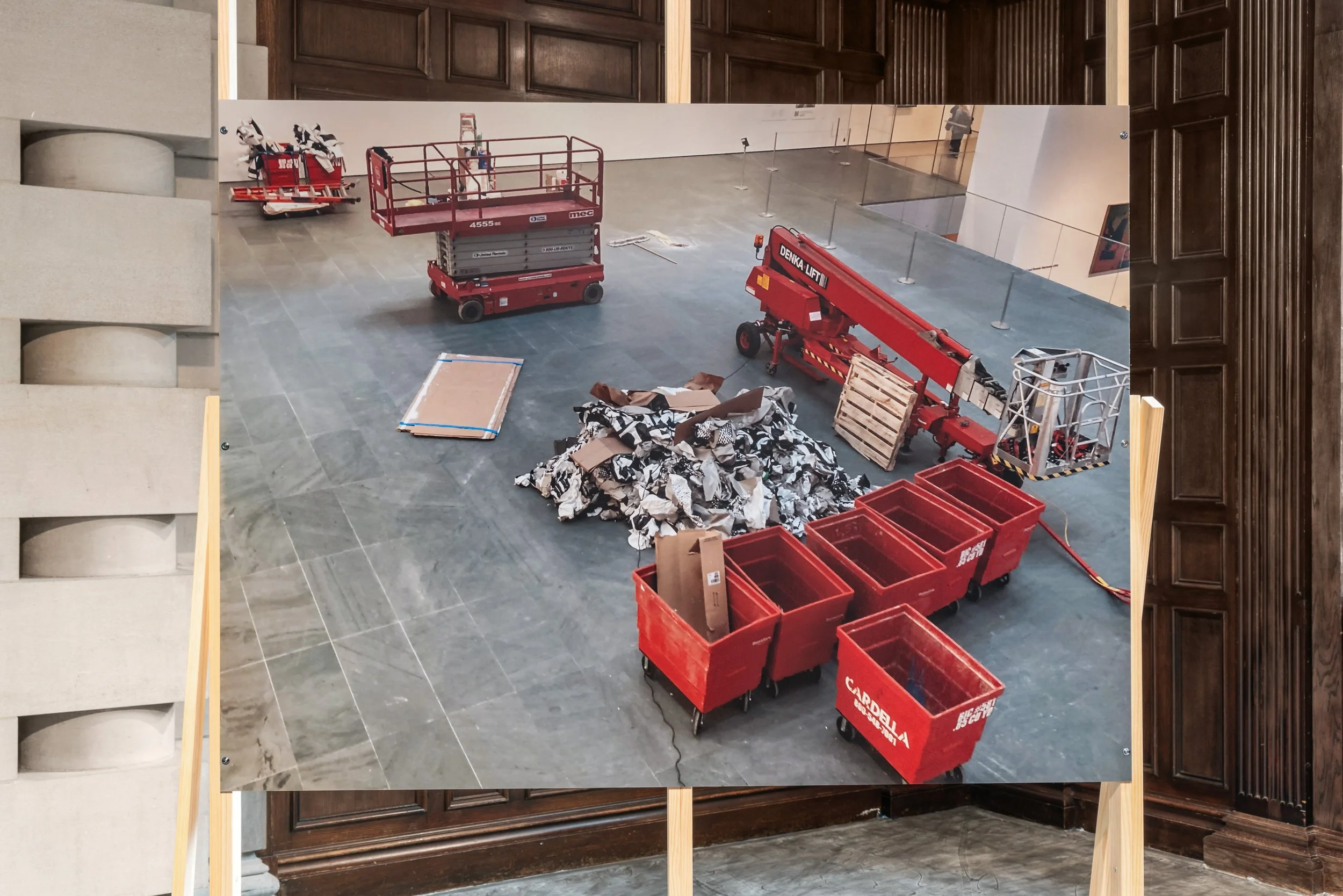  WORKS BY , installation view. Tony Lewis with Bethany Collins, Devin T. Mays &amp; Ellen Rothenberg, Neubauer Collegium, 2024. Photo by Robert Heishman. 