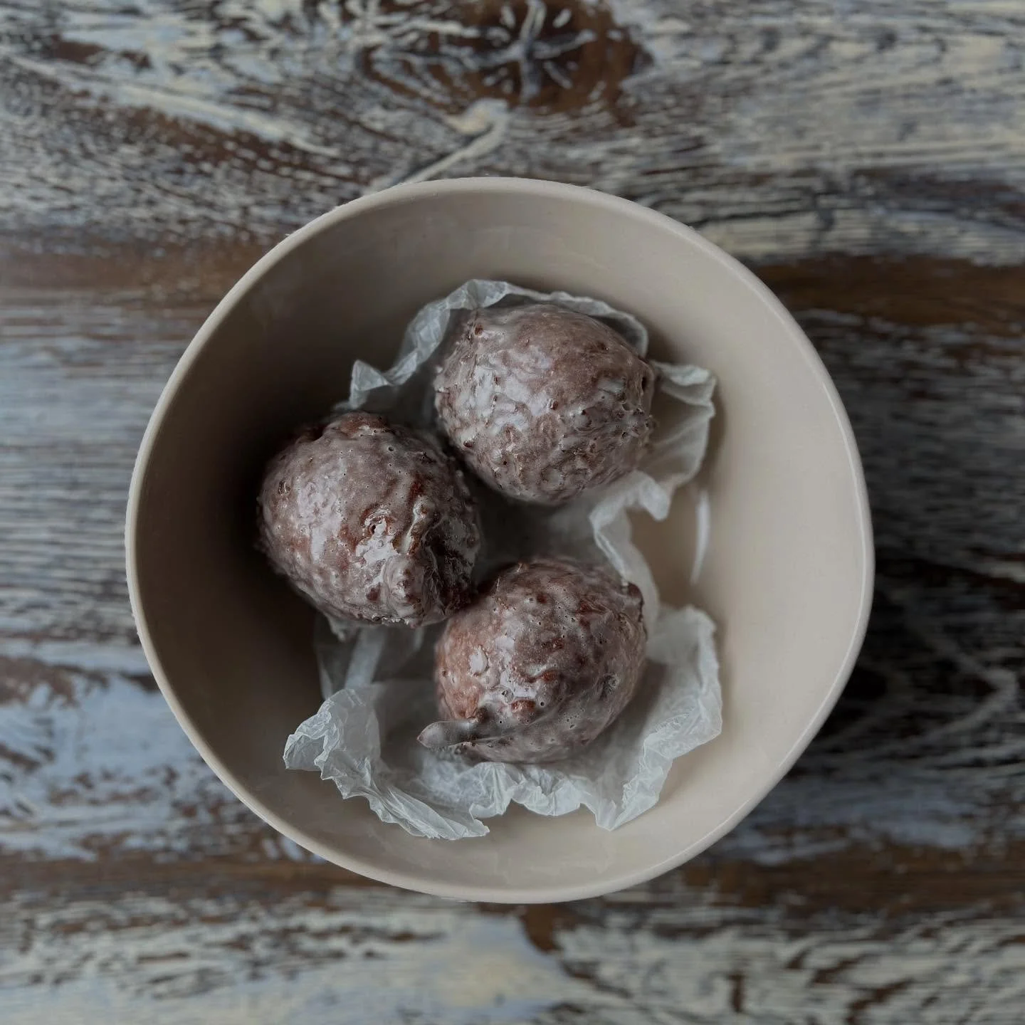 Cider glazed honeycrisp apple fritters. Available tonight &amp; this weekend for brunch! 🍎