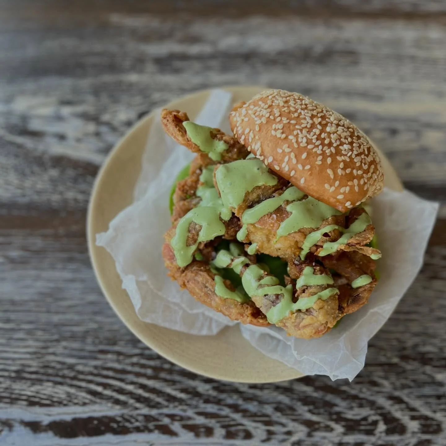 Weekend Special! Fried soft-shell crab, green goddess, bibb lettuce, toasted big marty&rsquo;s bun 🦀🌿
