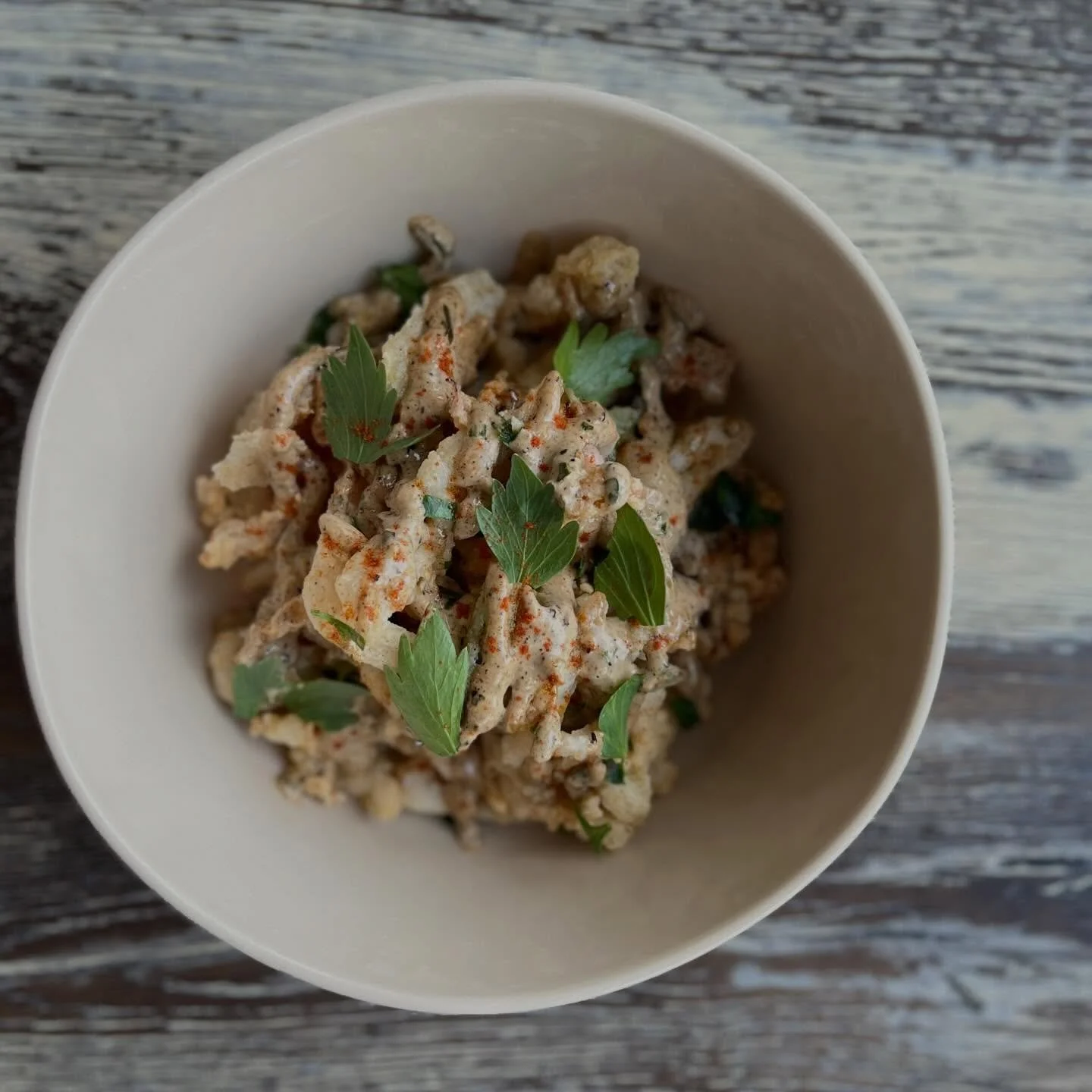 New starter! Fried Calamari &amp; Snap Peas with grilled thousand island
