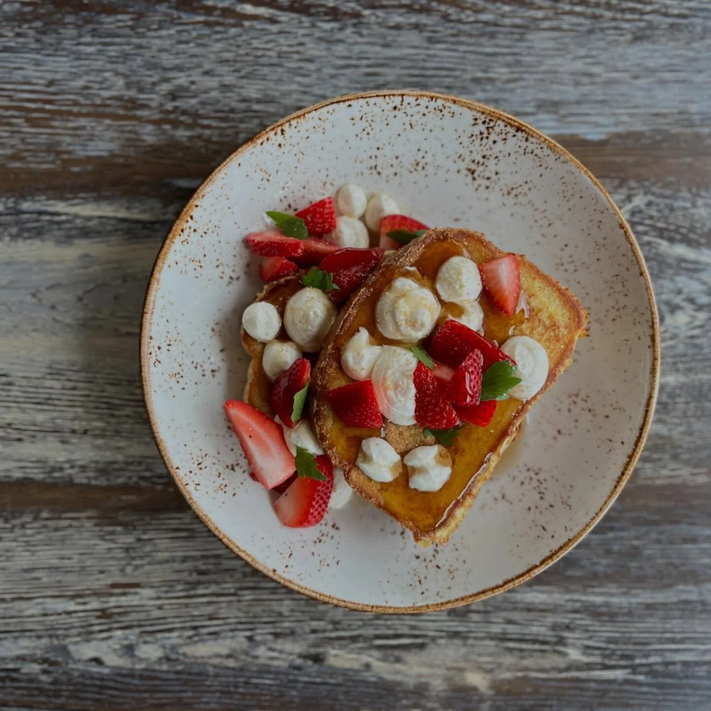 Weekend brunch special! Strawberry cheesecake french toast